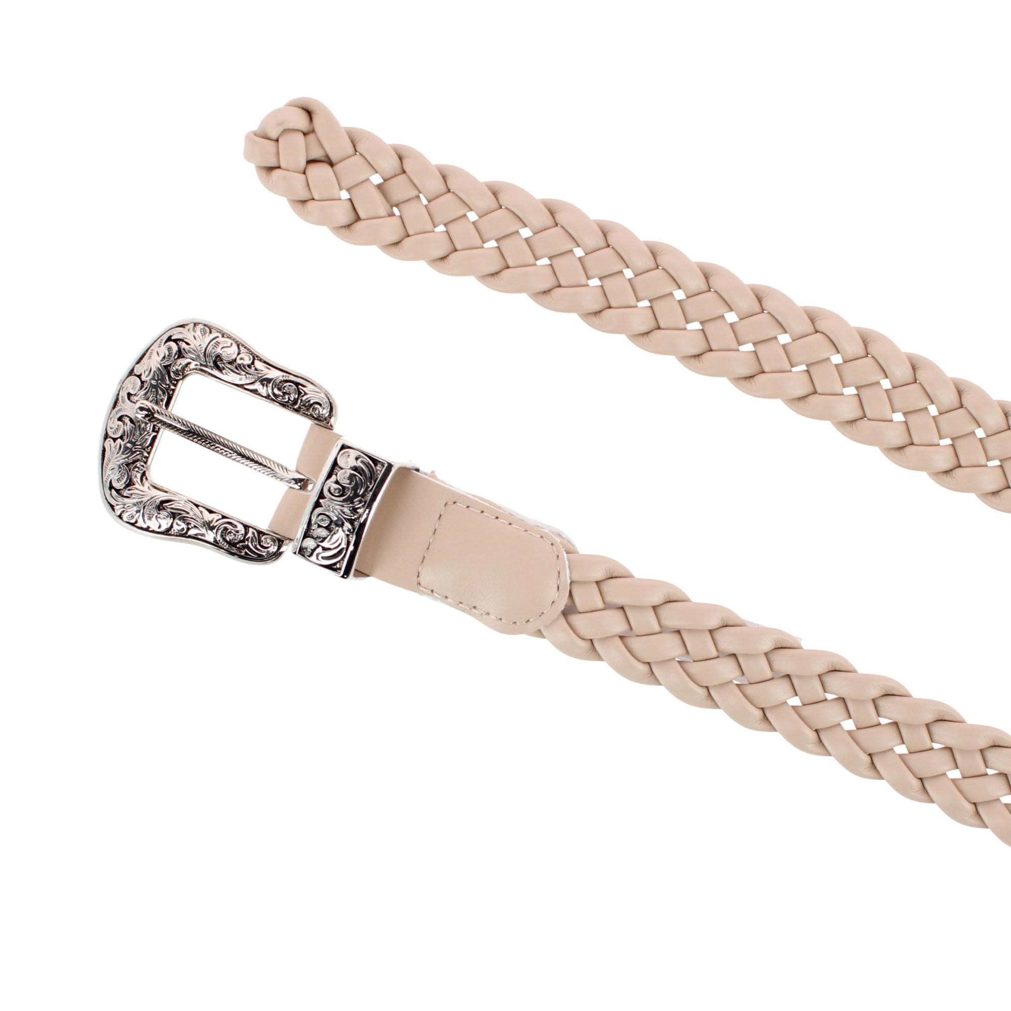 CTM Women's Plus Size Western Buckle Braided Synthetic Belt