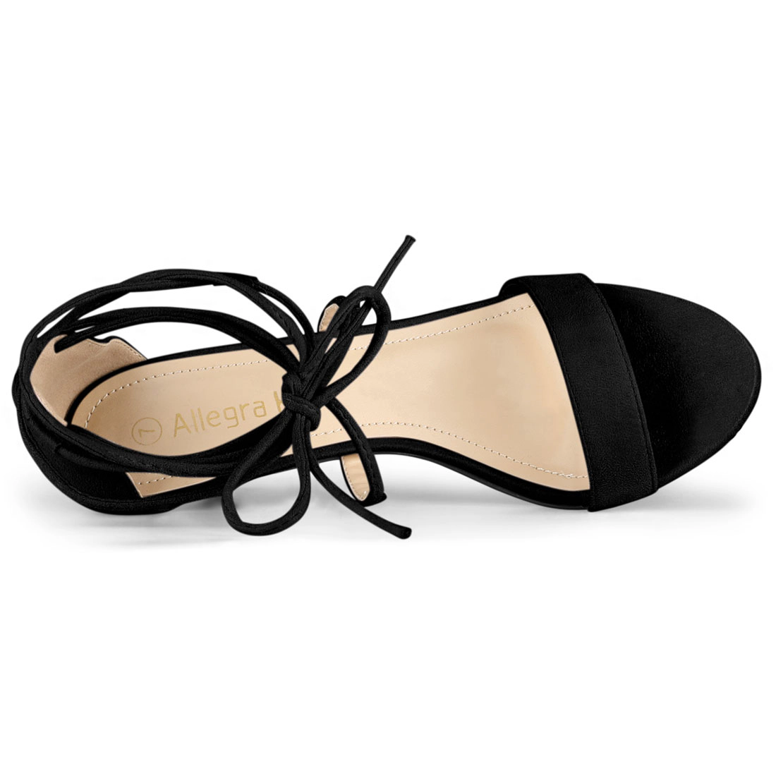 BLISSFUL STEP Women Kitten Heel Lace Up Open Toe Sandals