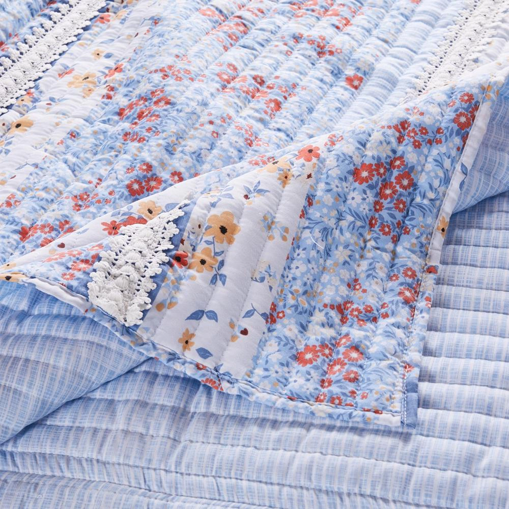 Greenland Home Betty Lace Embellished Oversized Quilt and Pillow Sham Set 3 Piece