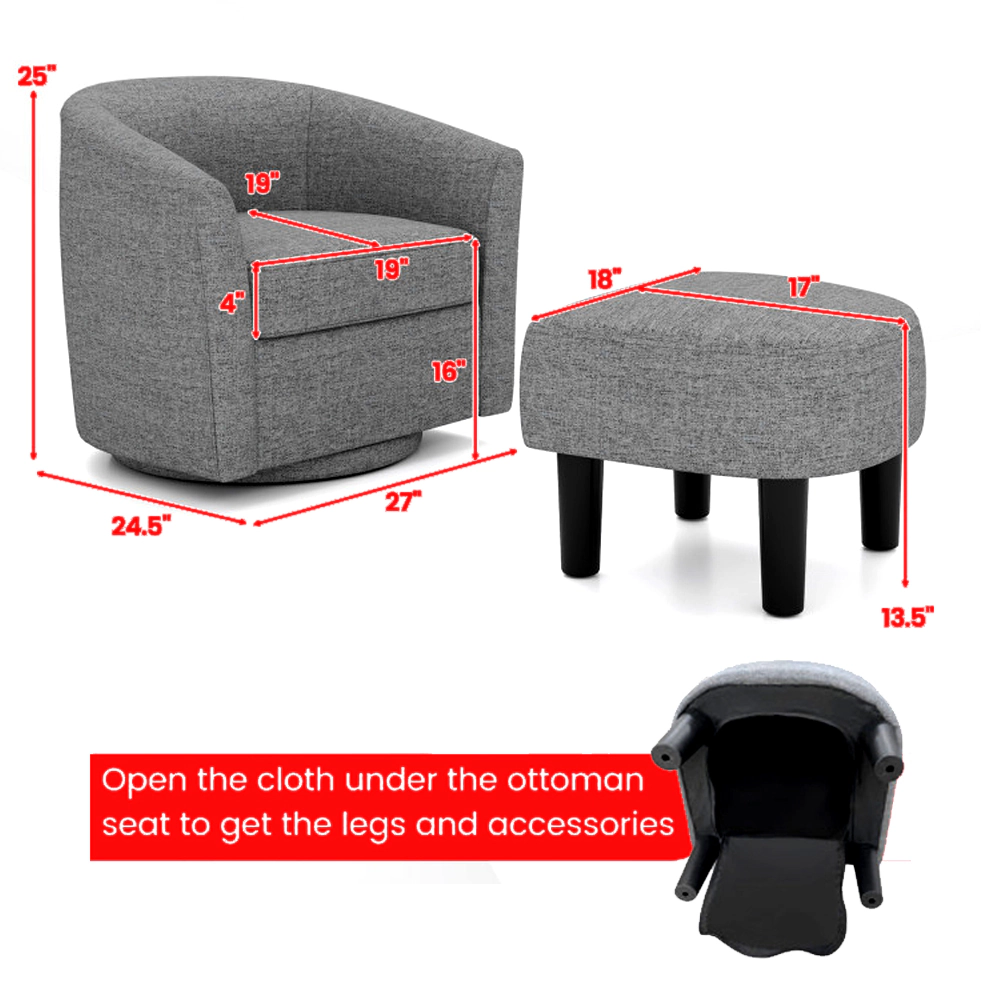 Hivvago Club Style Swivel Lounge Chair With Matching Ottoman Footrest