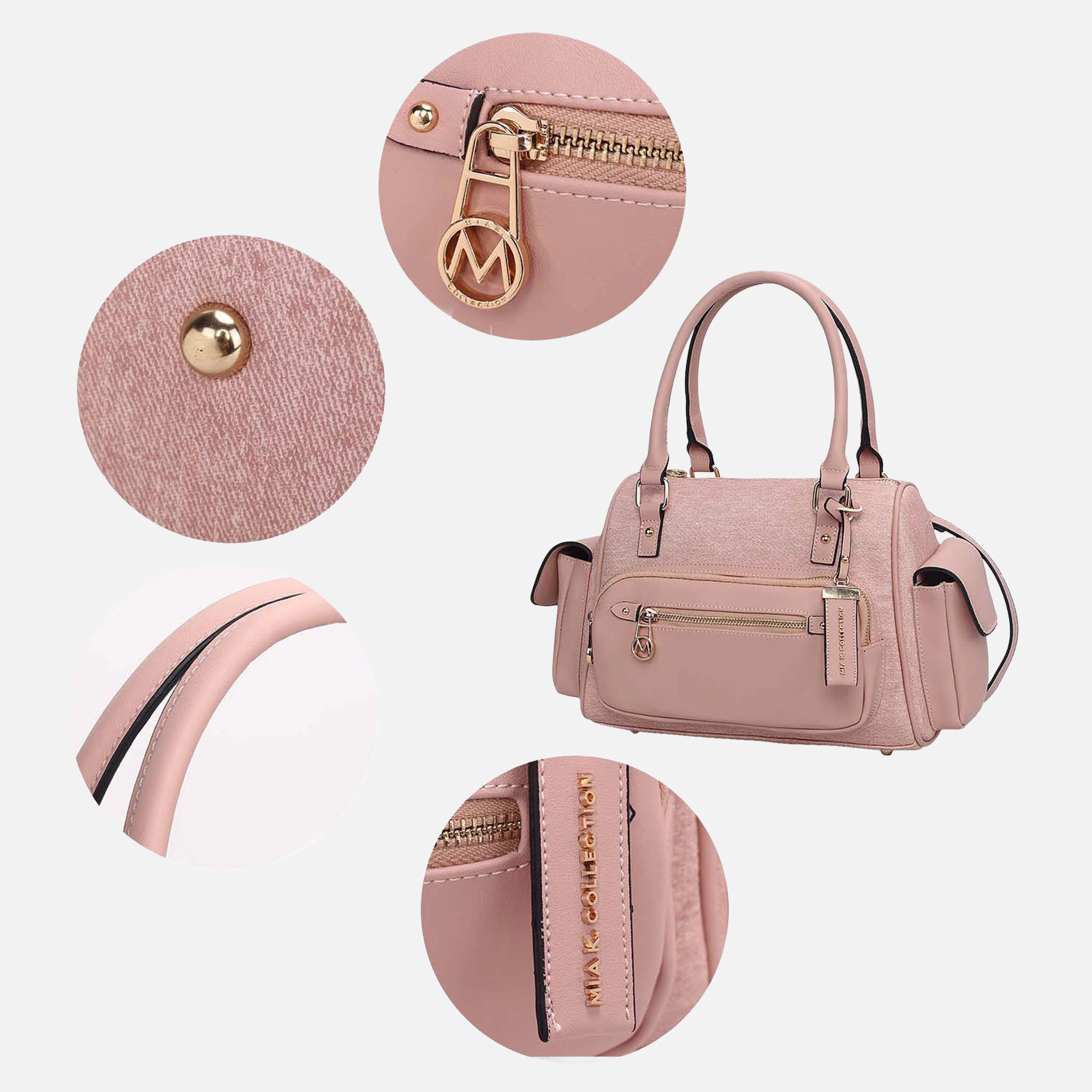 Mia K Collection Faux Leather Satchel with Detachable Strap