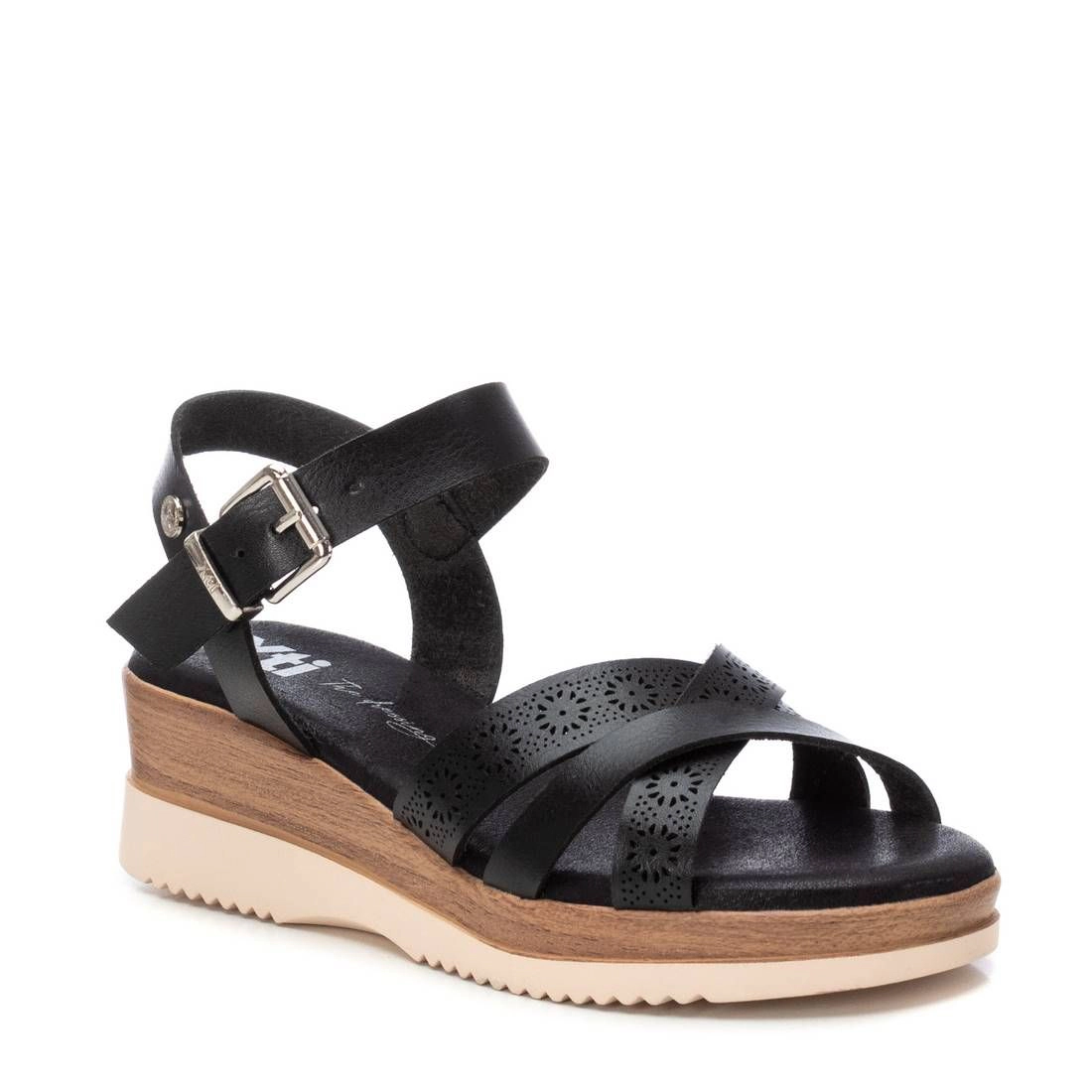 XTI Women's Wedge Sandals Ankle Strap, Open Toe