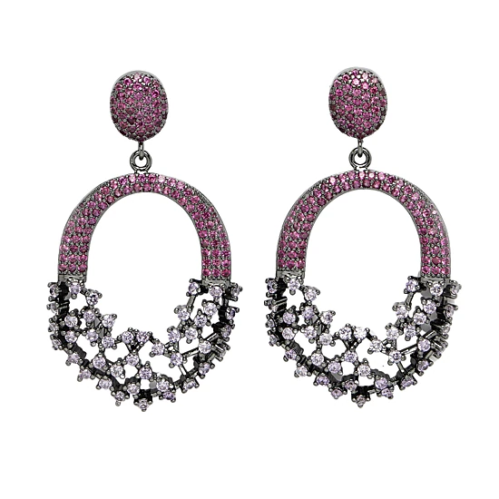 AGP PARIS Womens Diva Sparkling Red Hollow-Out Zirconia Drop Earrings