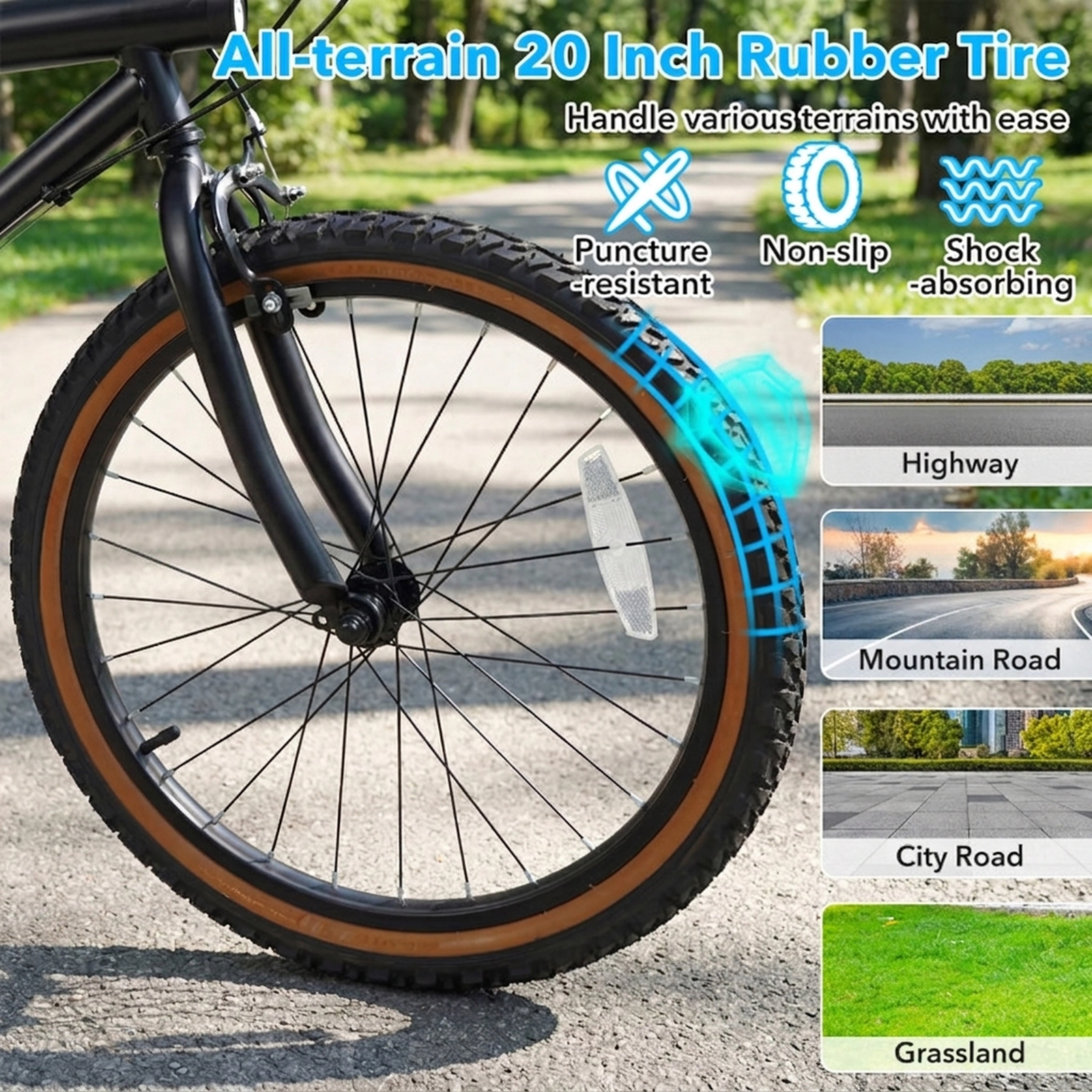 SUGIFT Black LED Frame Lights 2 Speakers and 6 Speed Shimano Derailleur 20 Inch Cycling Bike