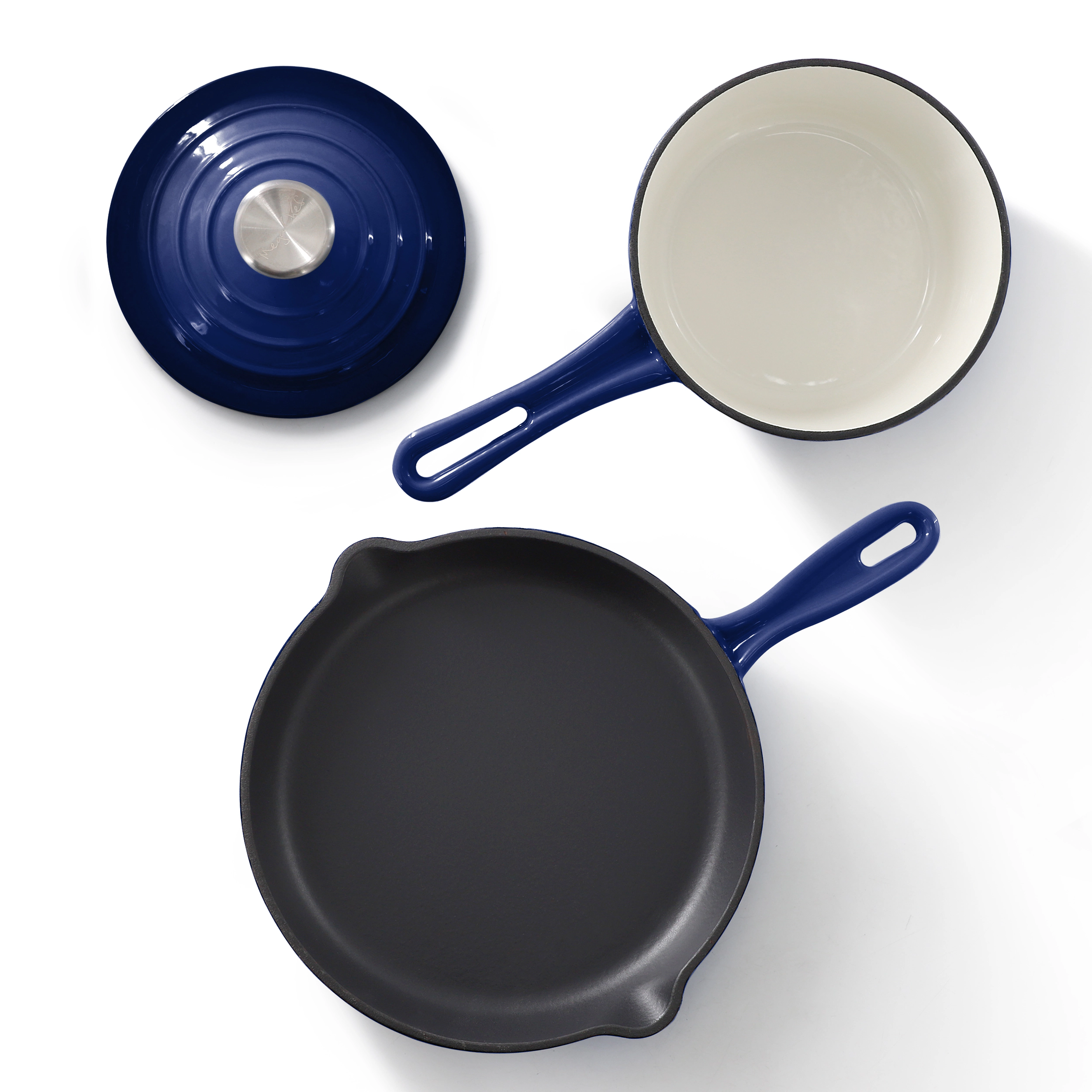MegaChef 7 Piece Enameled Cast Iron Cookware Set Purple