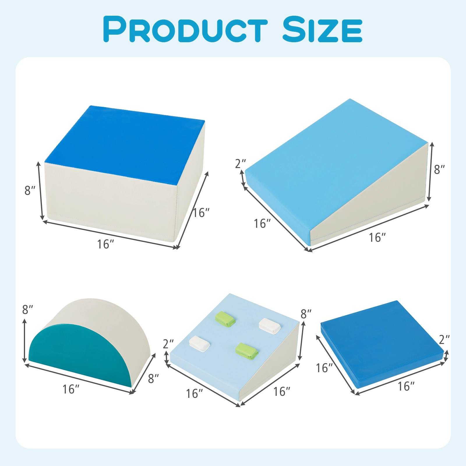 SUGIFT 6-Piece Soft Play Set for Toddlers with Climbing Triangle and Ramp Foam Blocks Ages 1+ As Pictures Shown