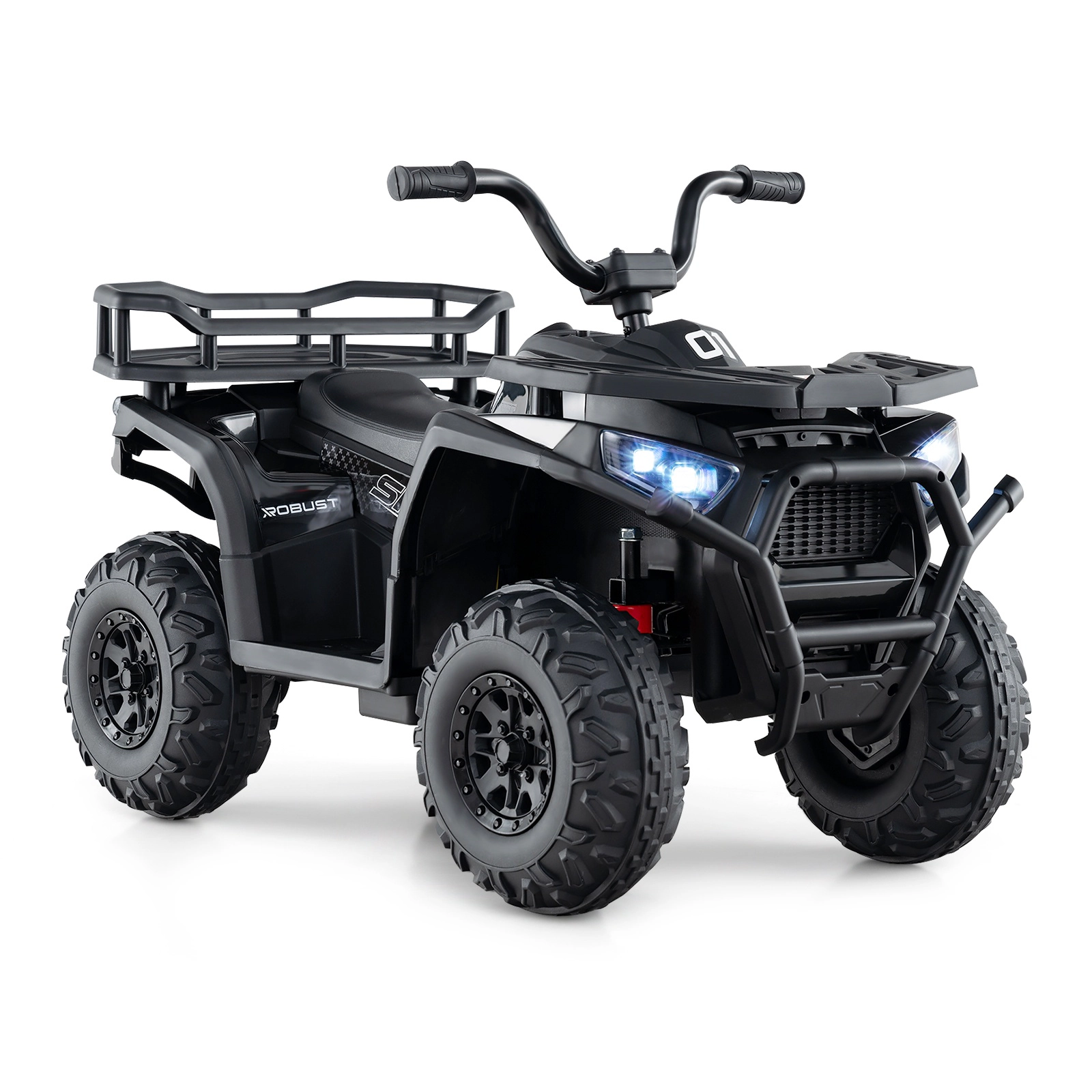 SUGIFT Black Realistic Sounds and LED Lights 24V Kids Ride On Electric ATV Quad