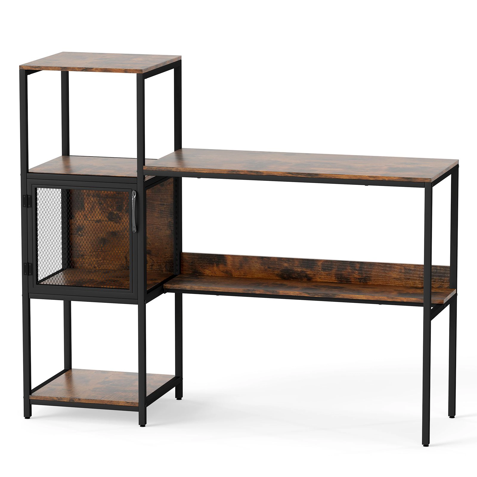 SlickBlue 51 Inch Home Office Desk with Shelves and Cabinet
