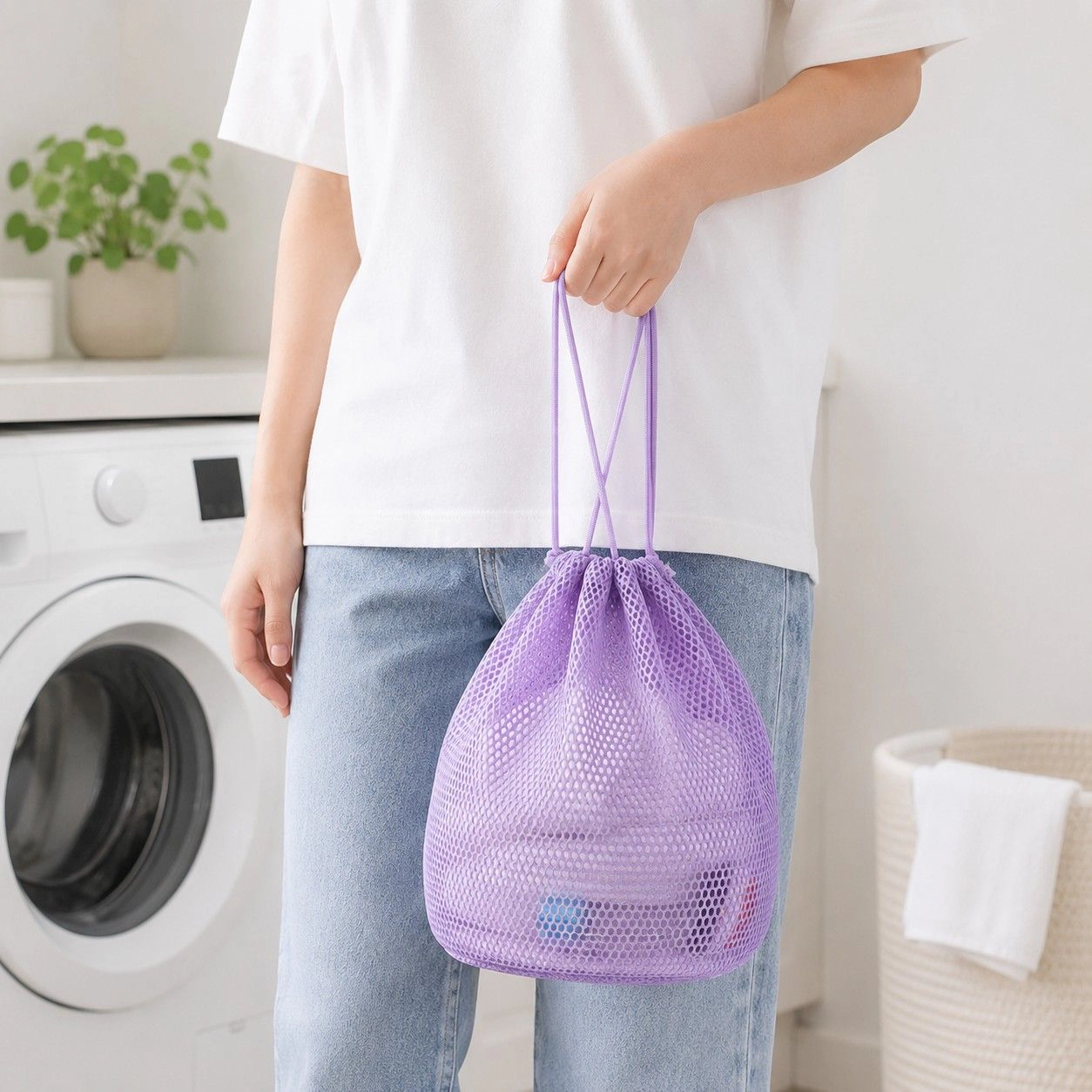 Alilang Women's 2-Pack Mesh Drawstring Shower Bags, Large and Small Travel Organizer Set, Mint Green