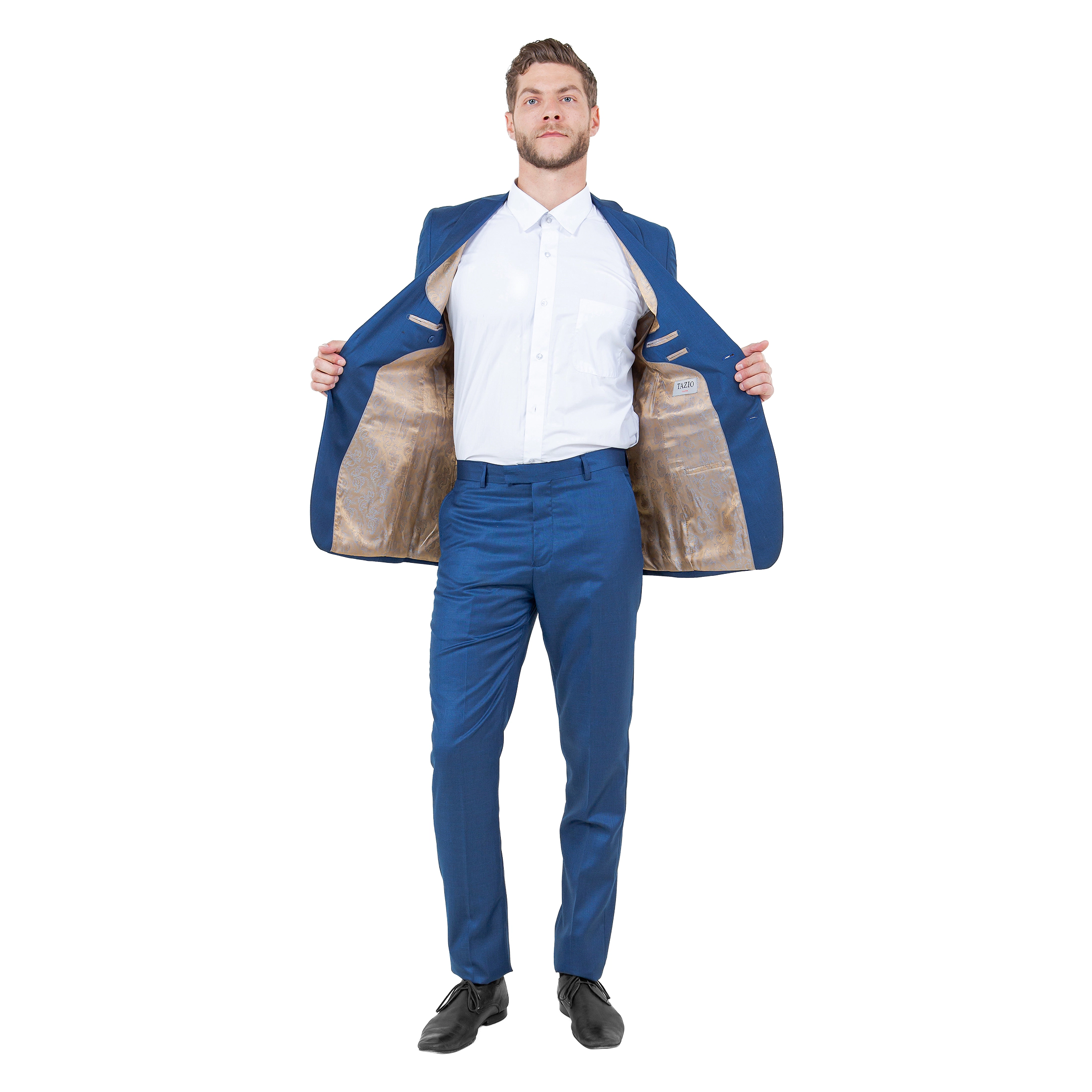 Tazzio Men’s Slim Fit 2-Pc. Sharkskin Suit Set
