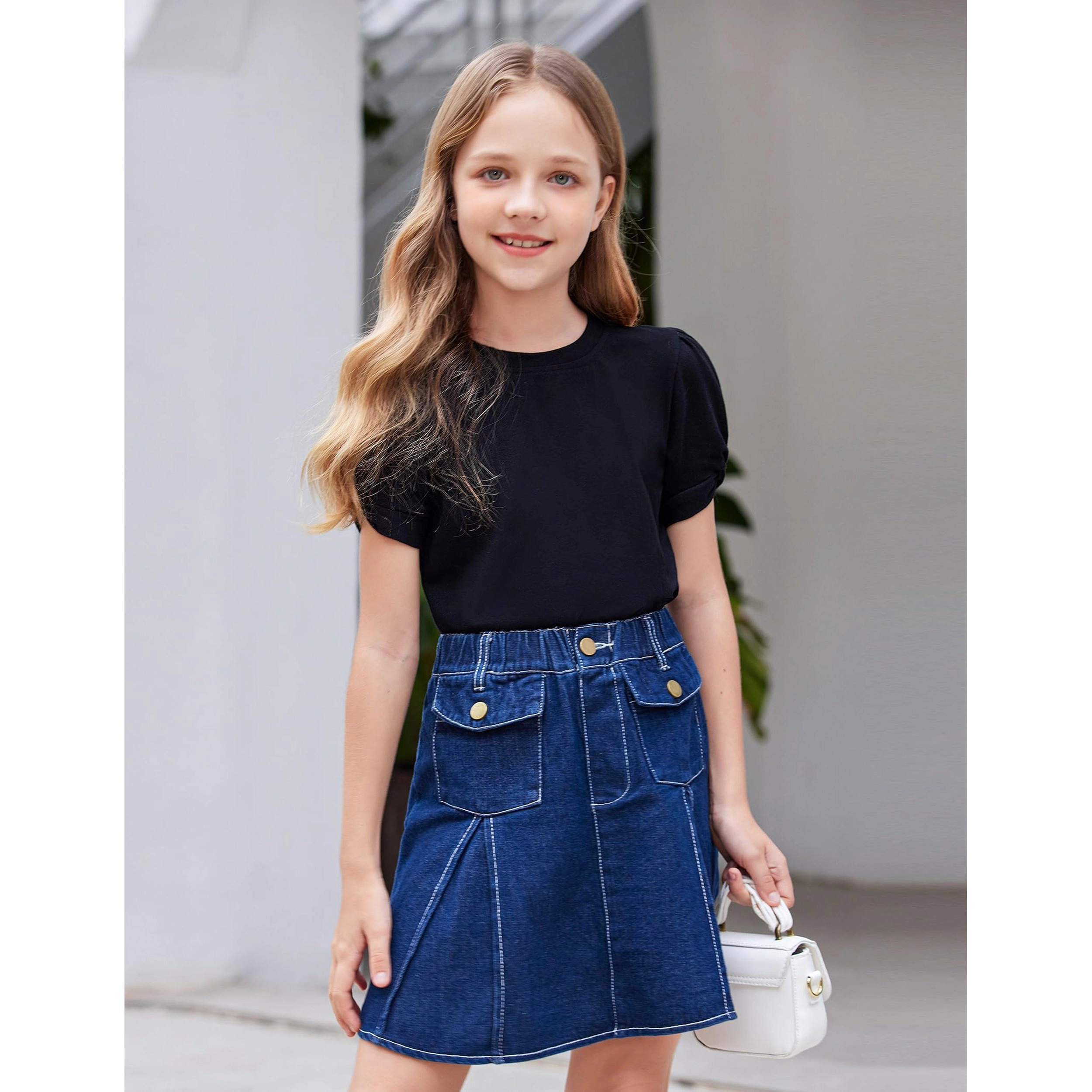 Arshiner Girl's Twist Short Sleeve Crewneck T-Shirt