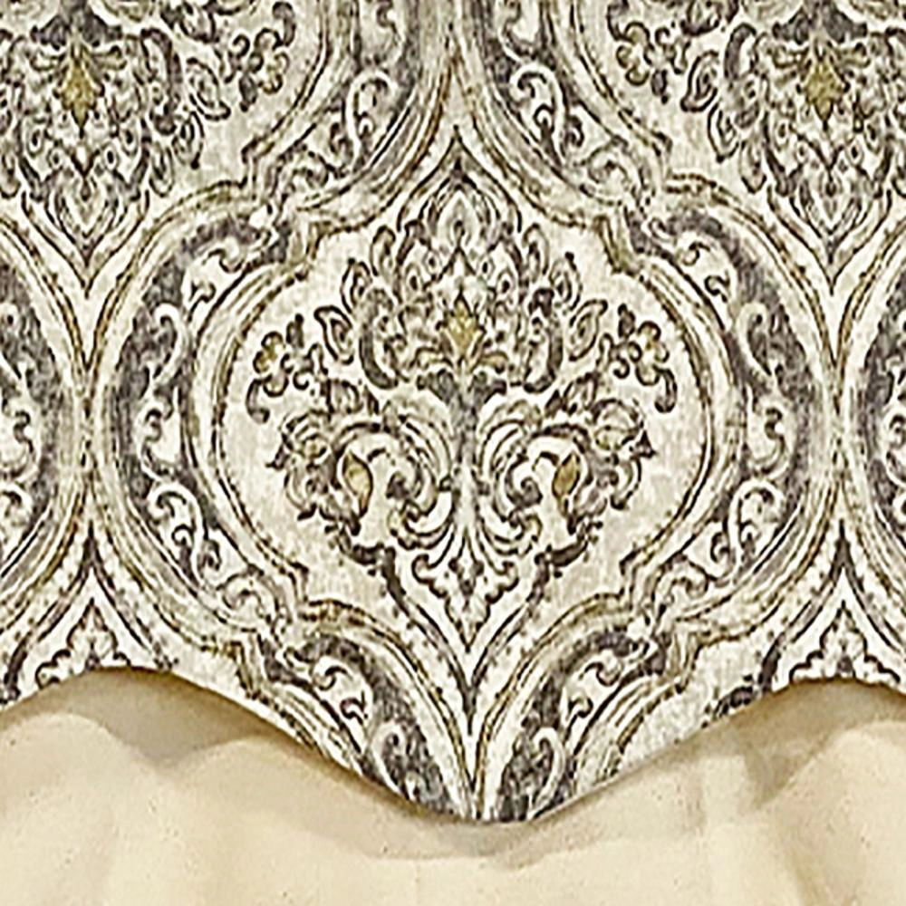 RLF Home Diamond Damask Glory Valance Pebble. 3" Rod Pocket, Layered. 50"W X 16"L