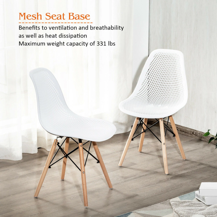 Hivvago Set of 4 Sleek Plastic Chairs with Wood-Leg Construction