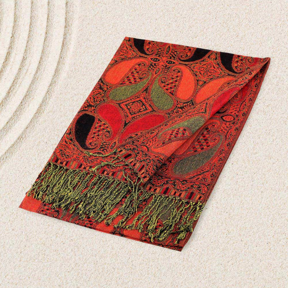 TRUEDAMES Large Pashmina Scarf Shawl Black, Red