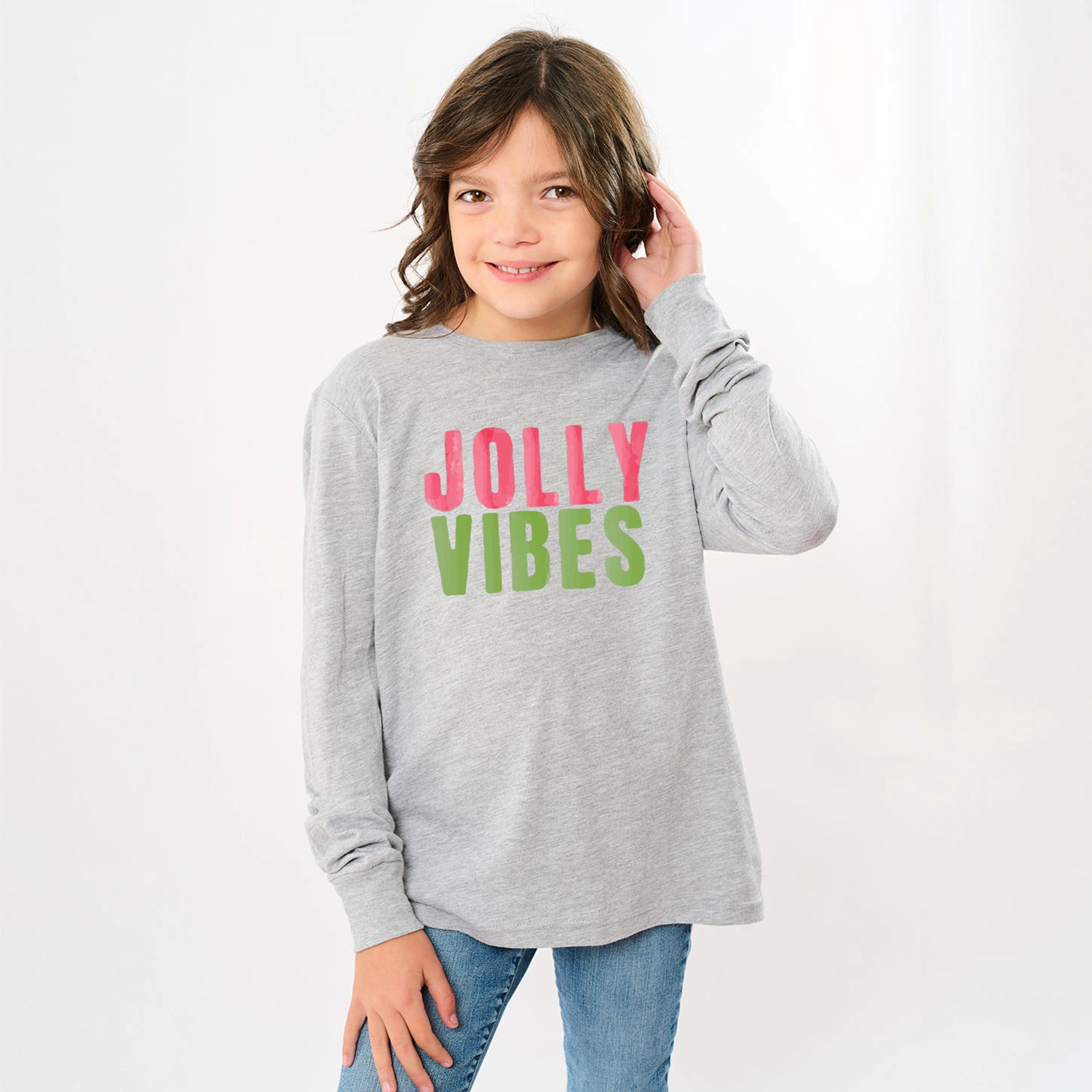 The Juniper Shop - Youth Long Sleeve Graphic T-Shirt Jolly Vibes Watercolor