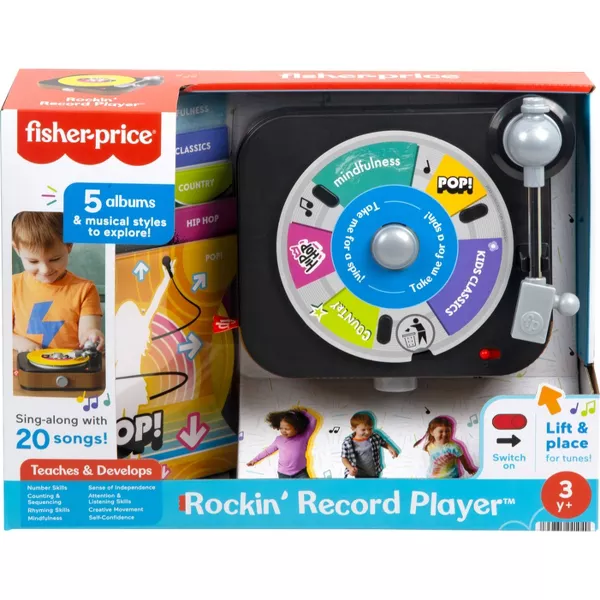 Fisher-Price Rockin' Record Player Musical Toy for Preschool Pretend Play, Ages 3+
