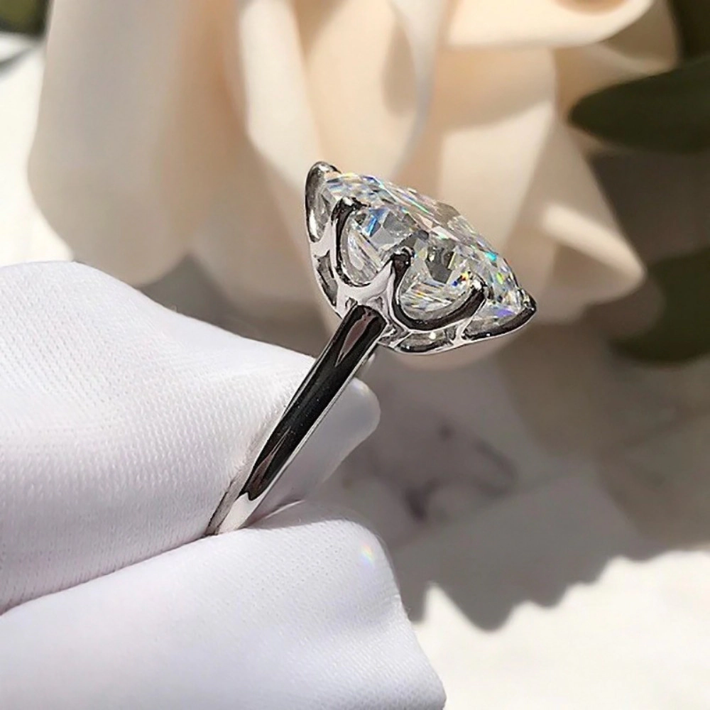 Wardrobe Whimsy Square Cut Cubic Zirconia Solitaire Engagement Ring for Women