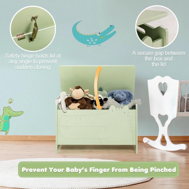 Hivvago Wooden Kids Toy Box with Safety Hinge