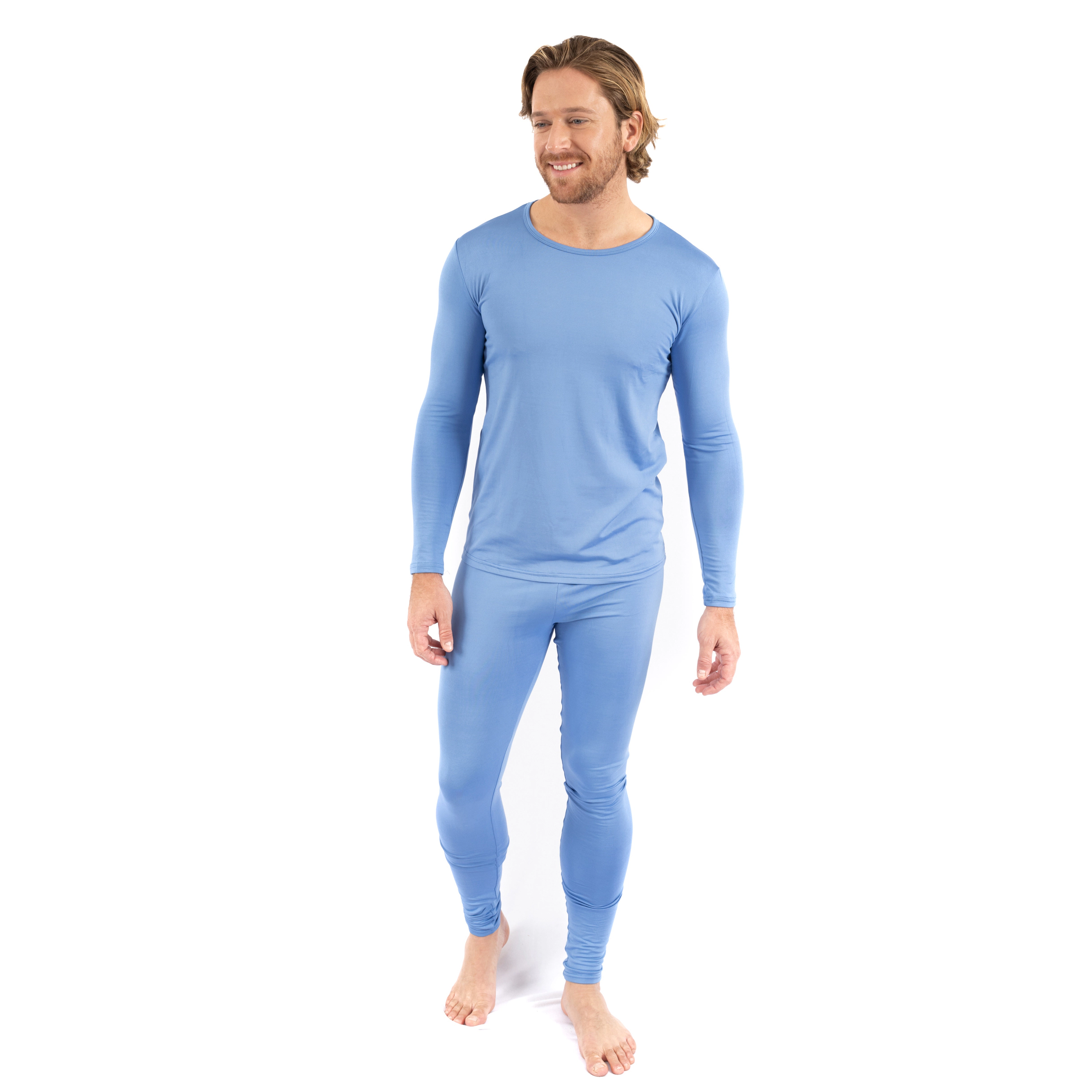 Leveret Men's Classic Solid Thermal Pajama Set