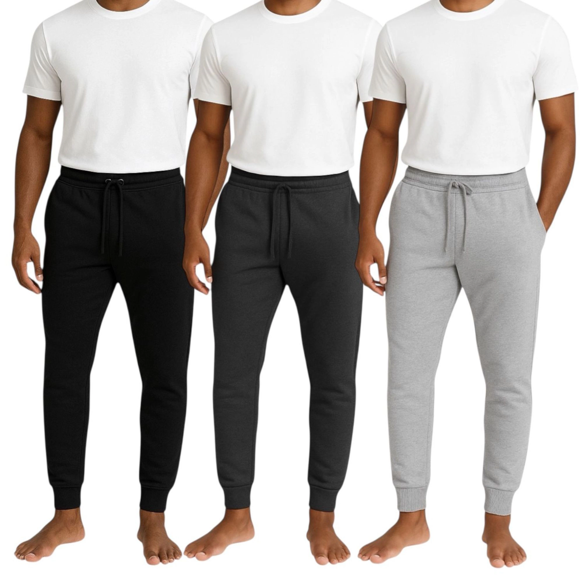 BenBen Men's Ultra Soft Cozy & Comfortable Fleece Jogger Sweatpants, 3 Pack