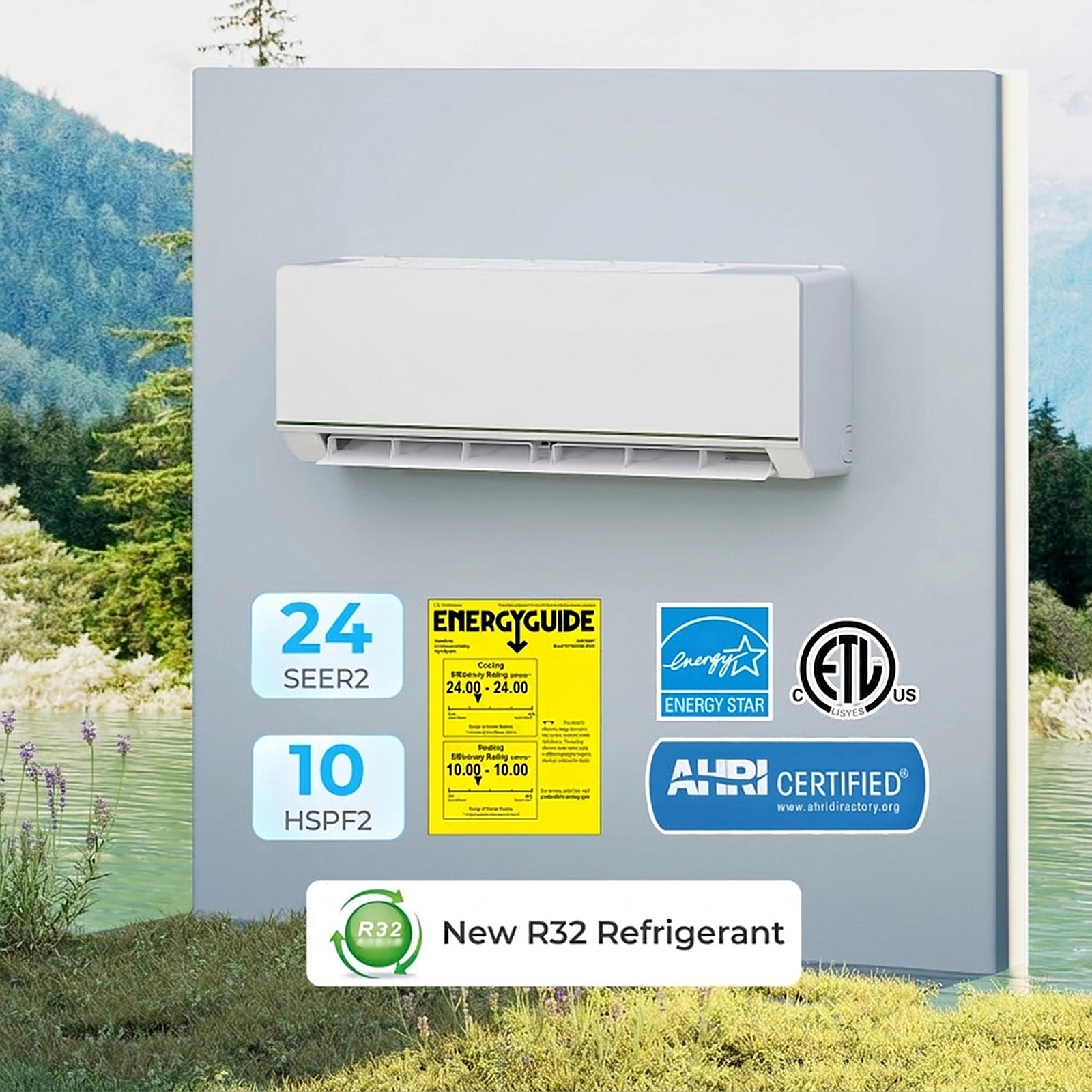 SUGIFT 12000-BTU 24-SEER2 115V 750-sq ft Ductless Mini Split Heat Pump Air Conditioner Heating at -15 F