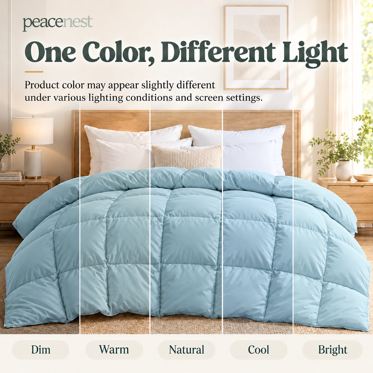 PEACENEST Goose Feather Fiber Comforter All Season Soft Duvet Insert