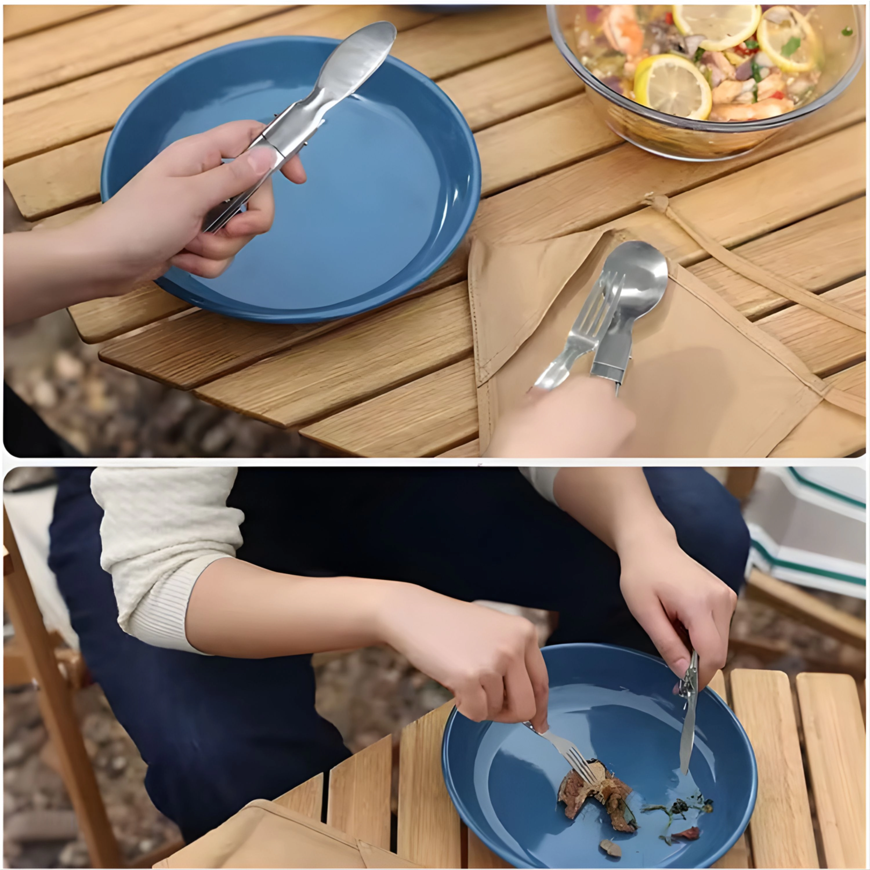 Kitcheniva Folding Spoon, Fork & Knife Portable Cutlery Set For Camping