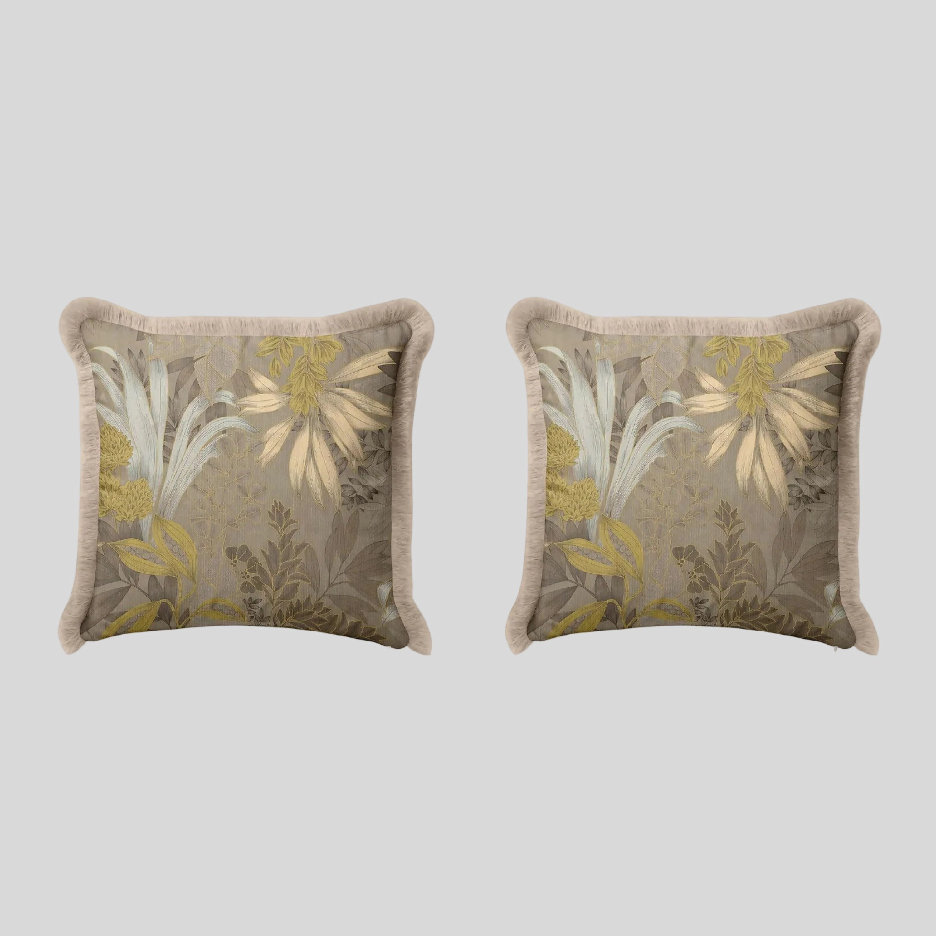 Wear Sierra Leaf Patterned Set of 2 Tasseled Throw Pillow Cover