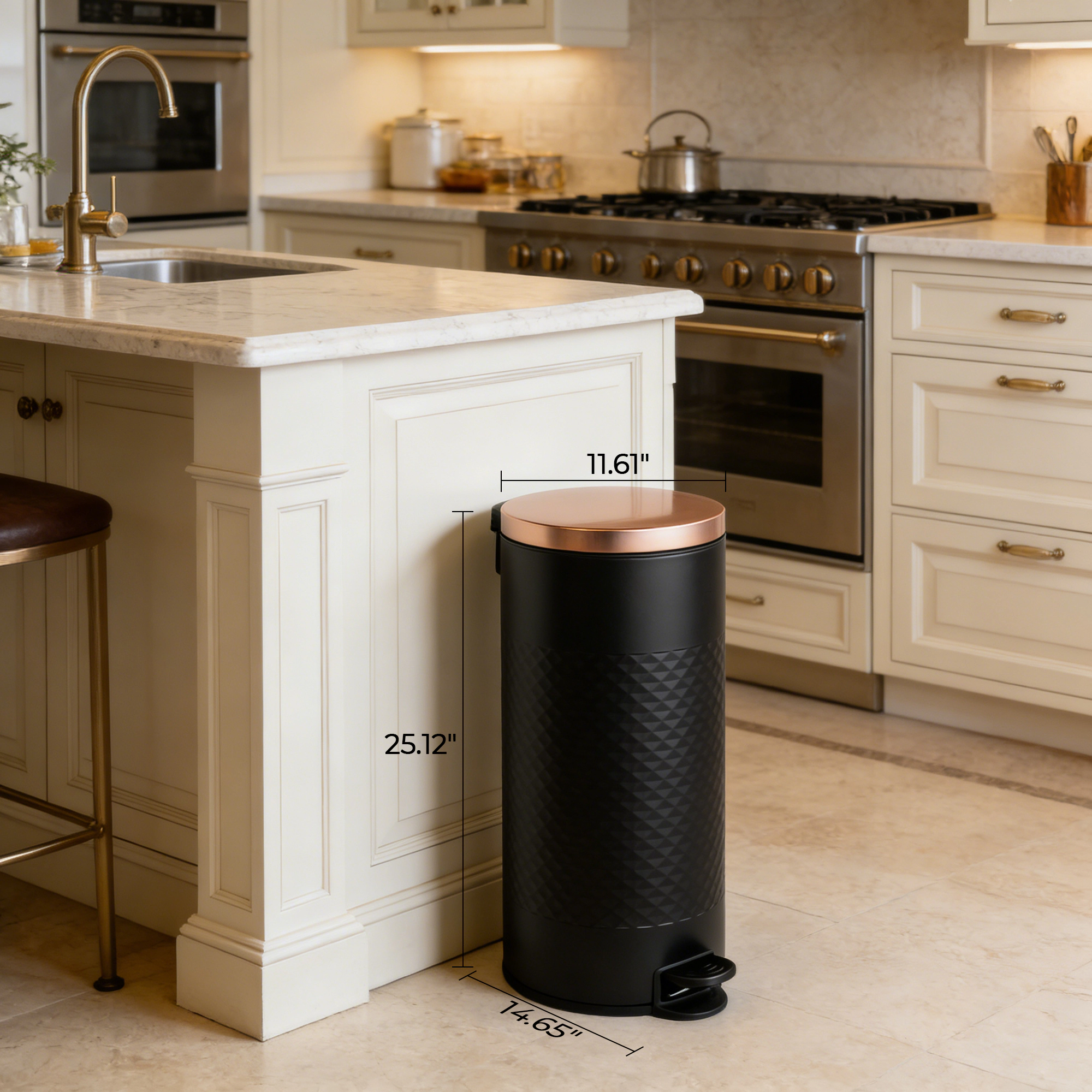 Innovaze 8 Gal./30 Liter Round Shape Step-on Trash Can with Diamond Body Design for Kitchen