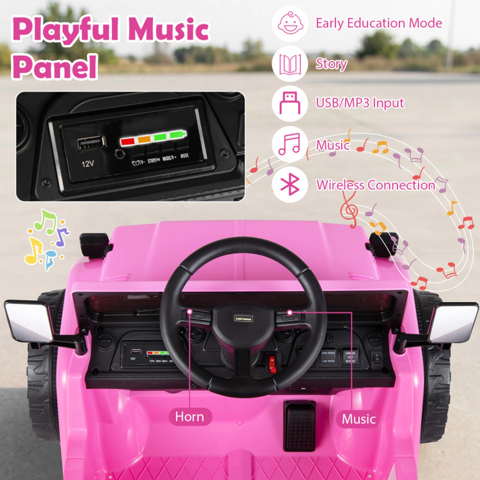 SUGIFT 12V Electric Ride On Truck with Remote Control, Electric Dump Bed & Music 66-lb Seat 22-lb Dump Bed Ages 3-6 Pink