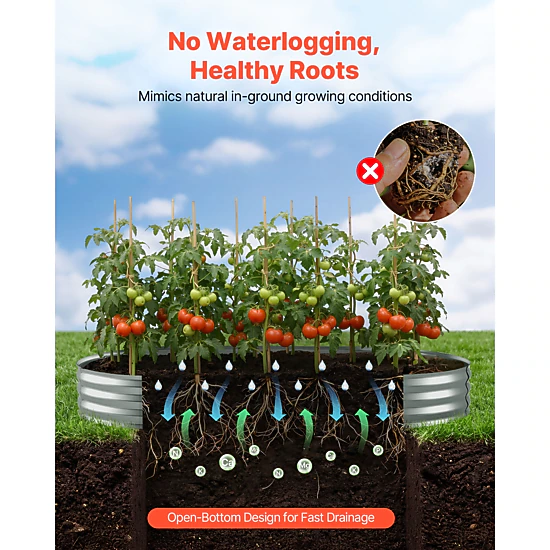 HONGGE 1 Ft Deep Oval Metal Raised Garden Bed with Open Bottom and ...