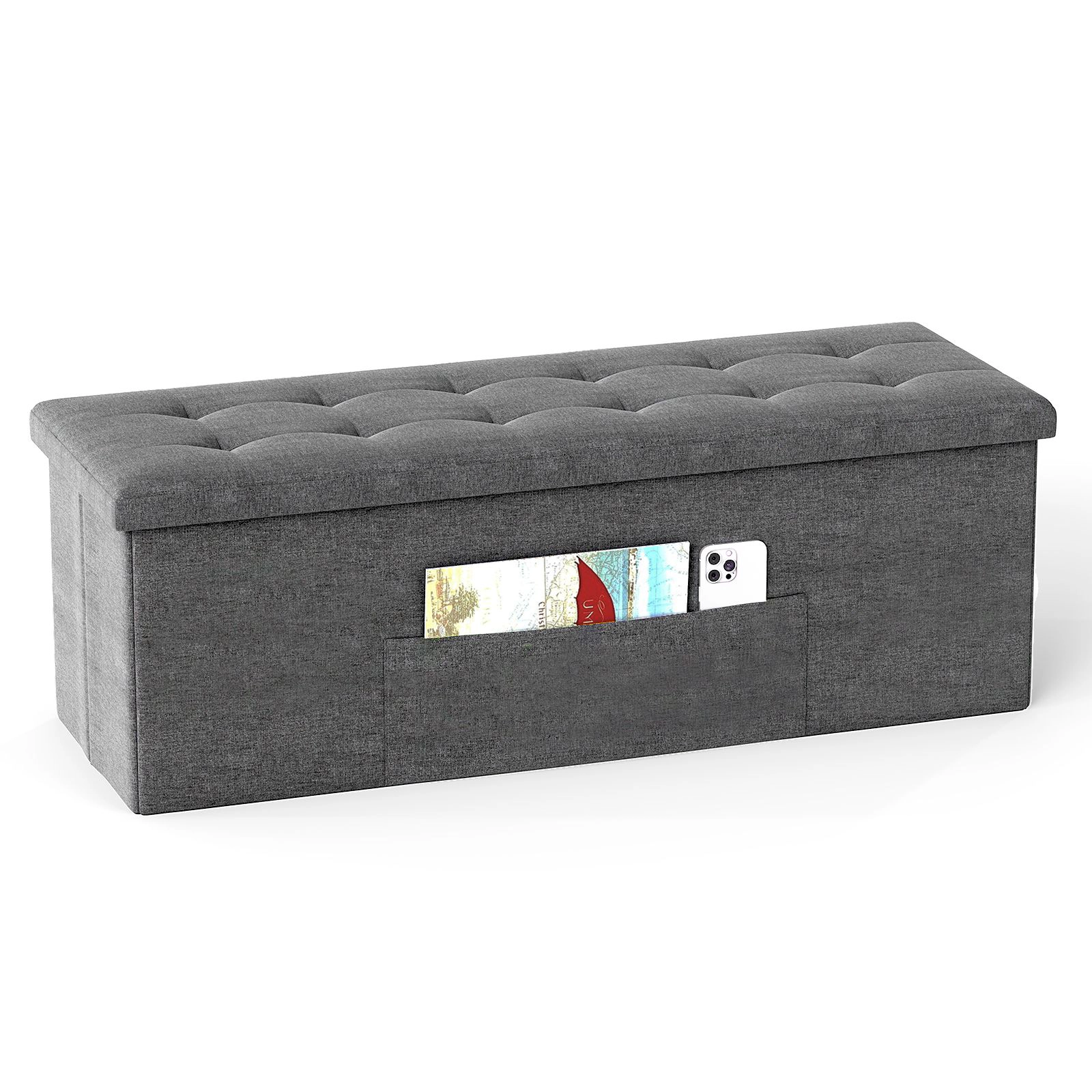 SlickBlue Foldable Storage Bench with Removable Divider and Padded Seat