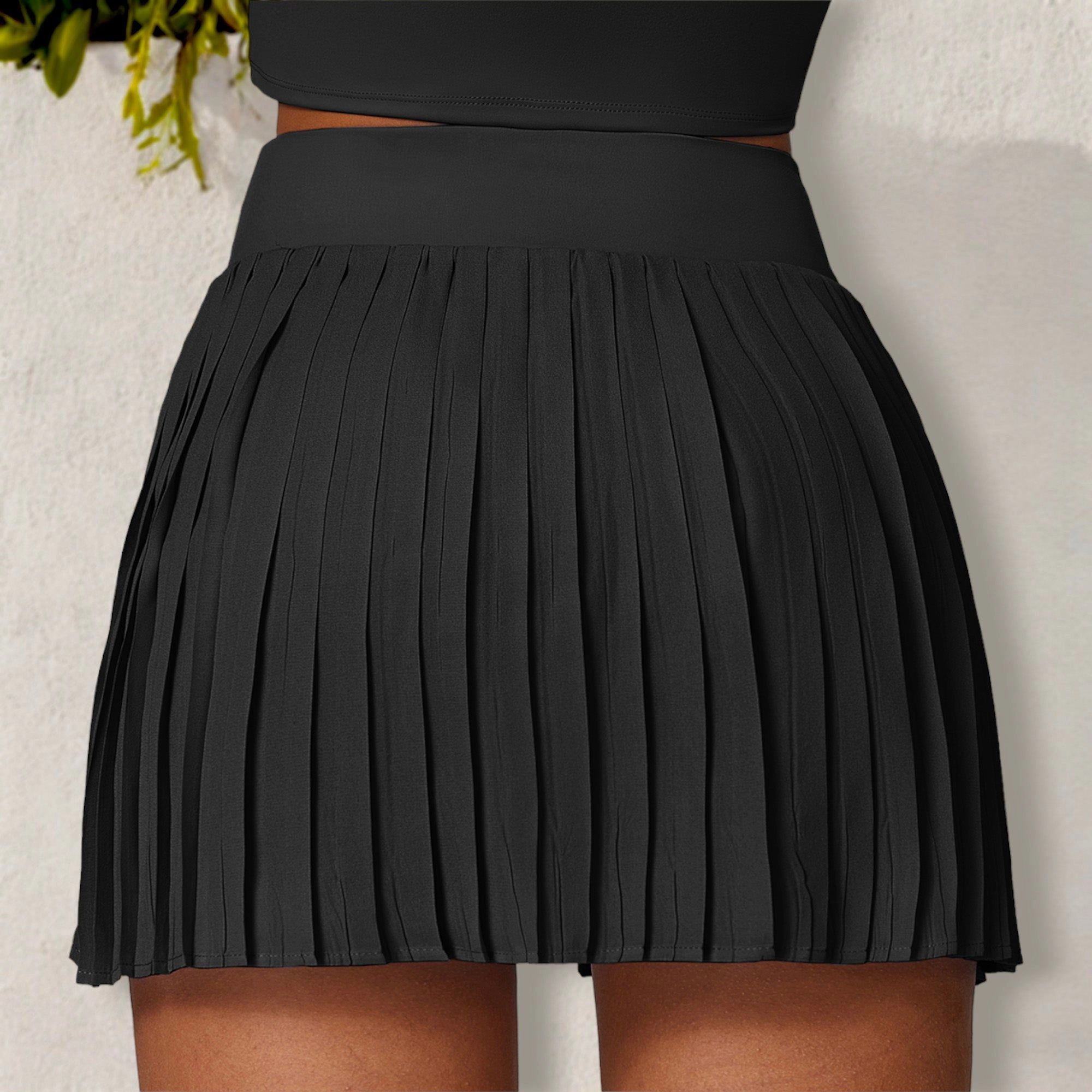 Anna-Kaci Women's High-Waist Pleated Skort with Built-In Shorts and Asymmetrical Wrap Design