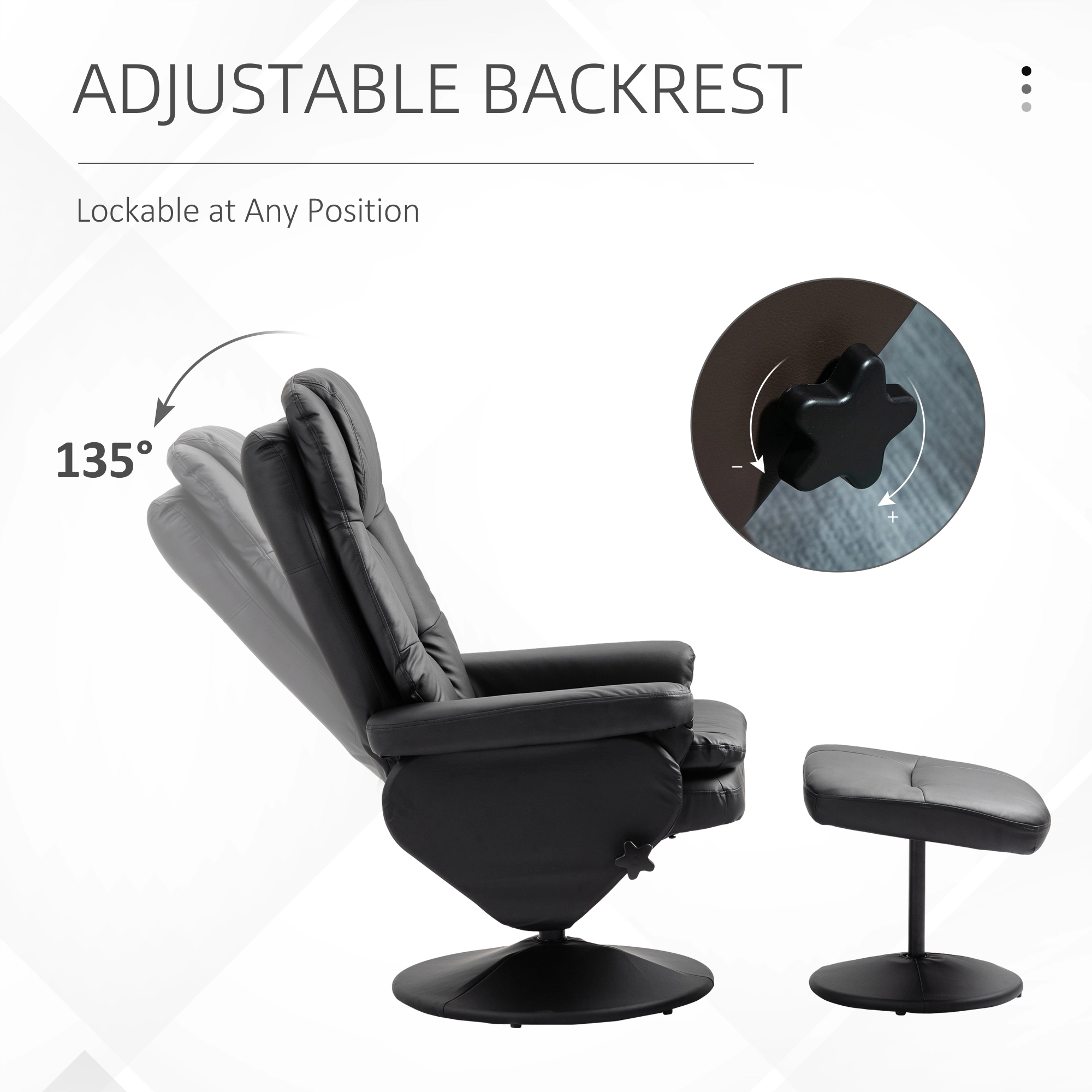 Hivvago Swivel Recliner Chair With Round Base And Ottoman