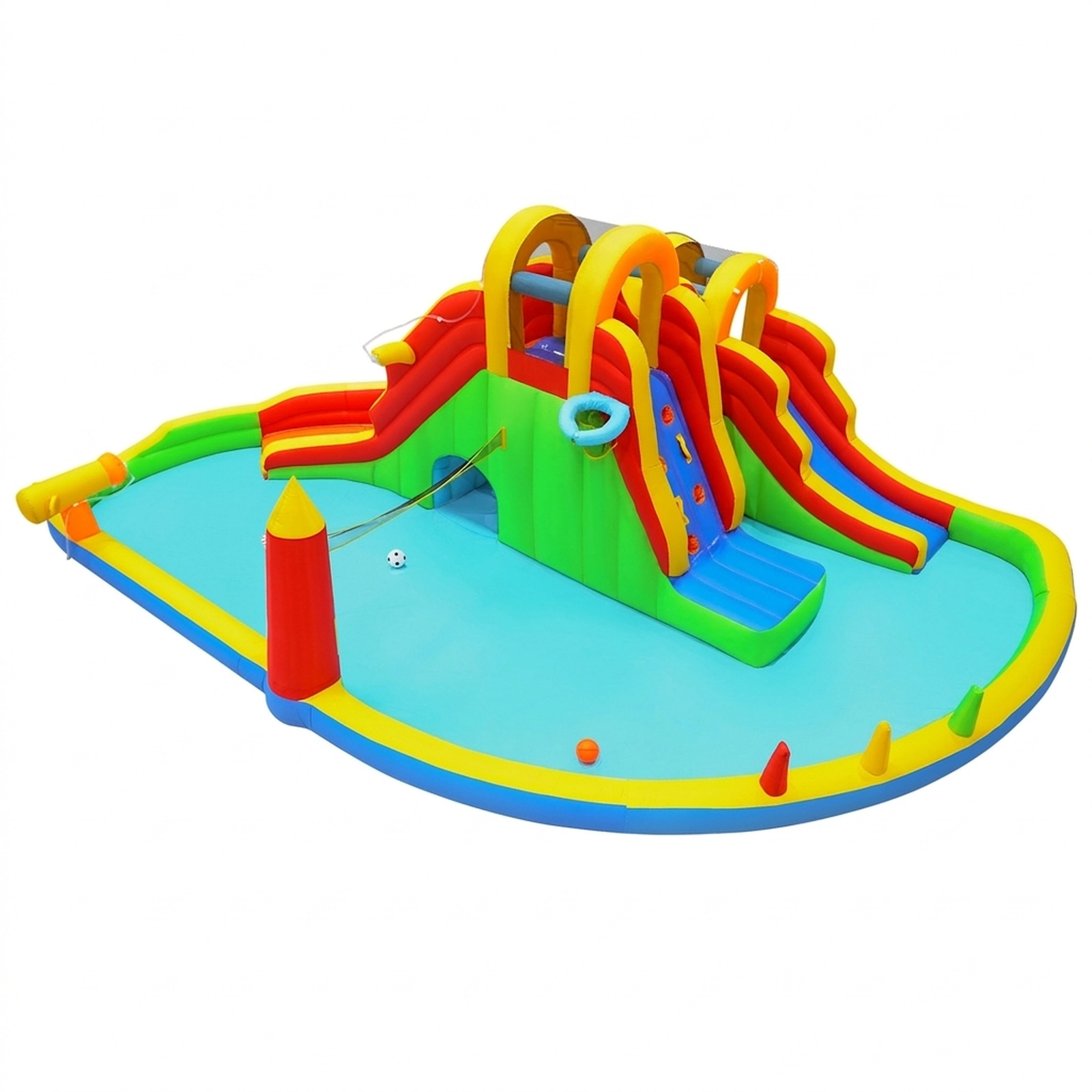 SUGIFT 2 Long Slides Ball Games and 750W Air Blower Included Kids Inflatable Water Slide Park
