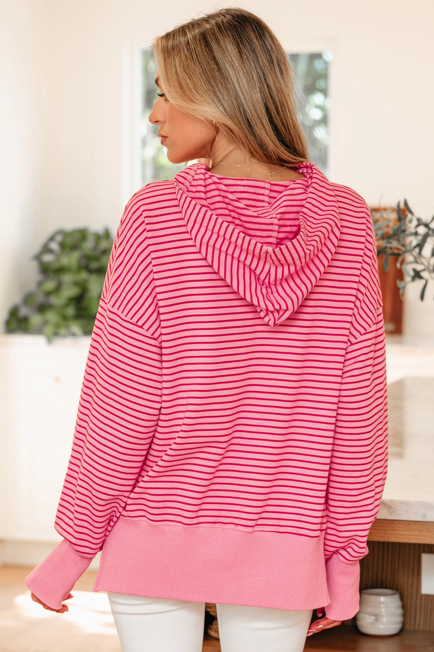 Threaded Pear Women's Valerie Shoulder Loose Fit Hoodie