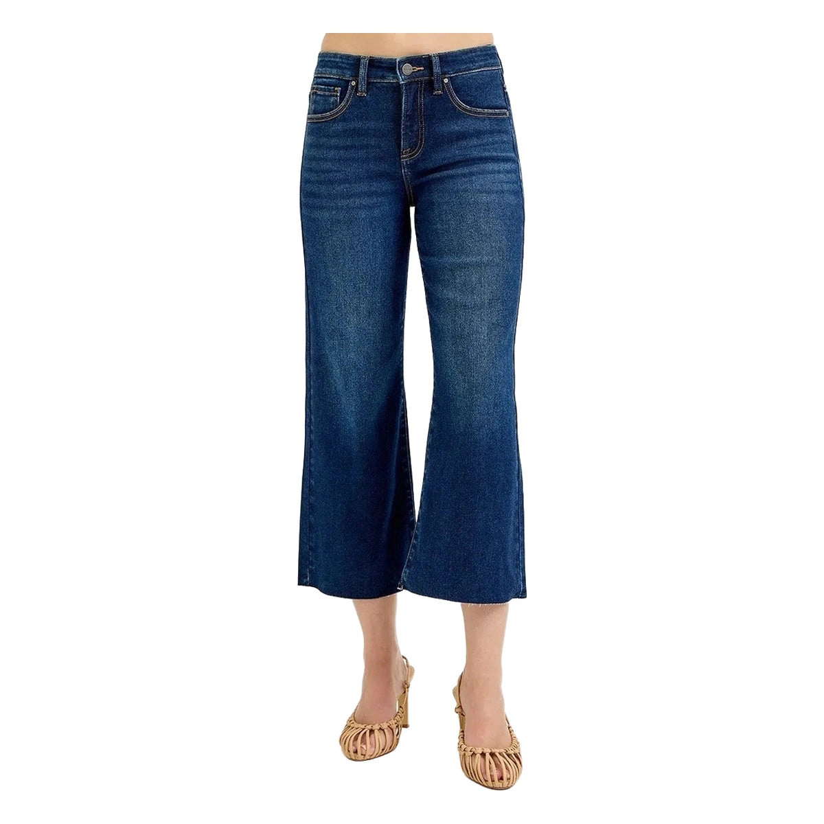 Judy Blue RISEN Full Tummy Control High Rise Crop Wide Jeans Plus