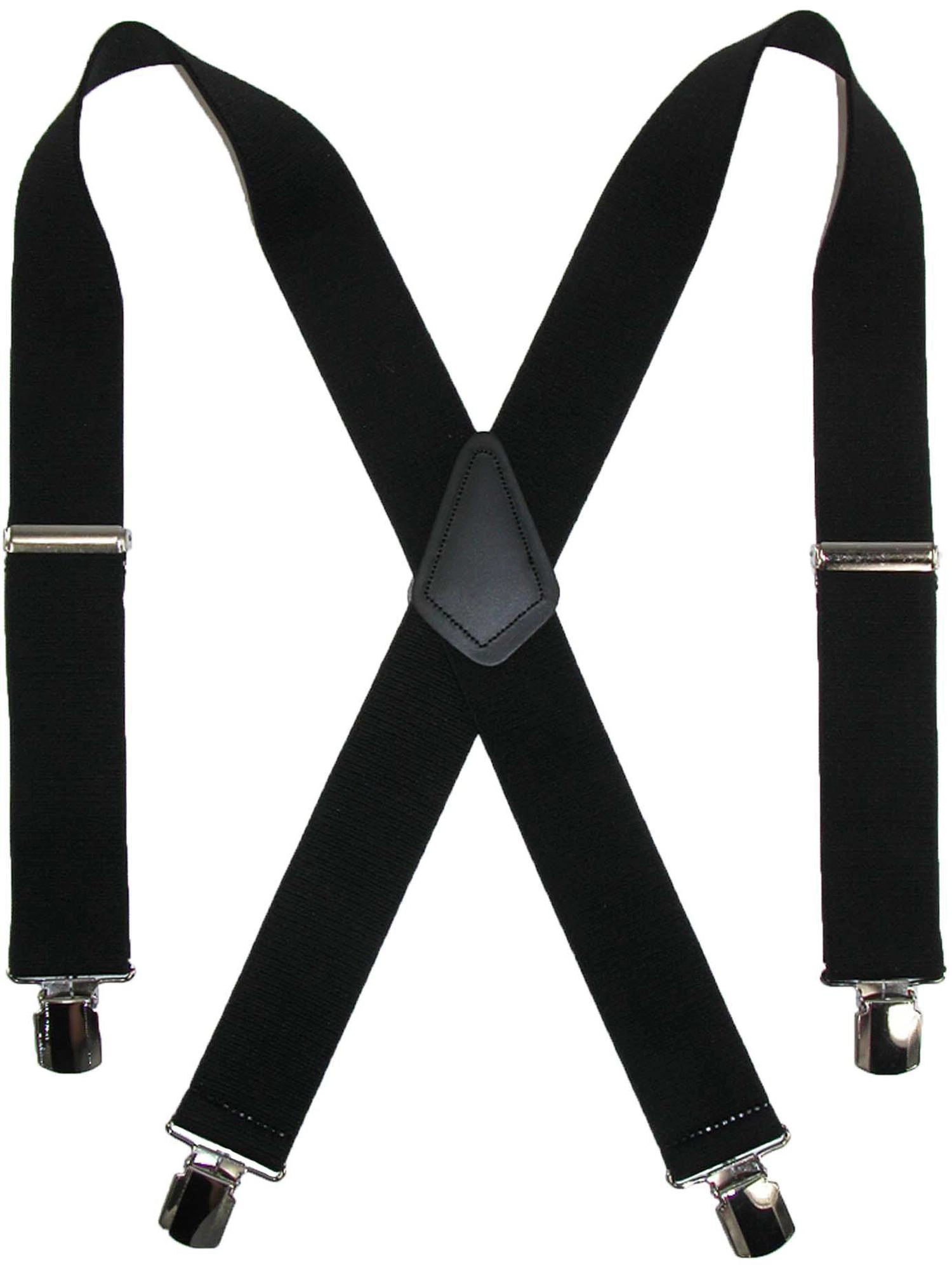 CTM® Men's Terry Casual Elastic with Anti Slip Pin Clip 2 Inch Suspenders