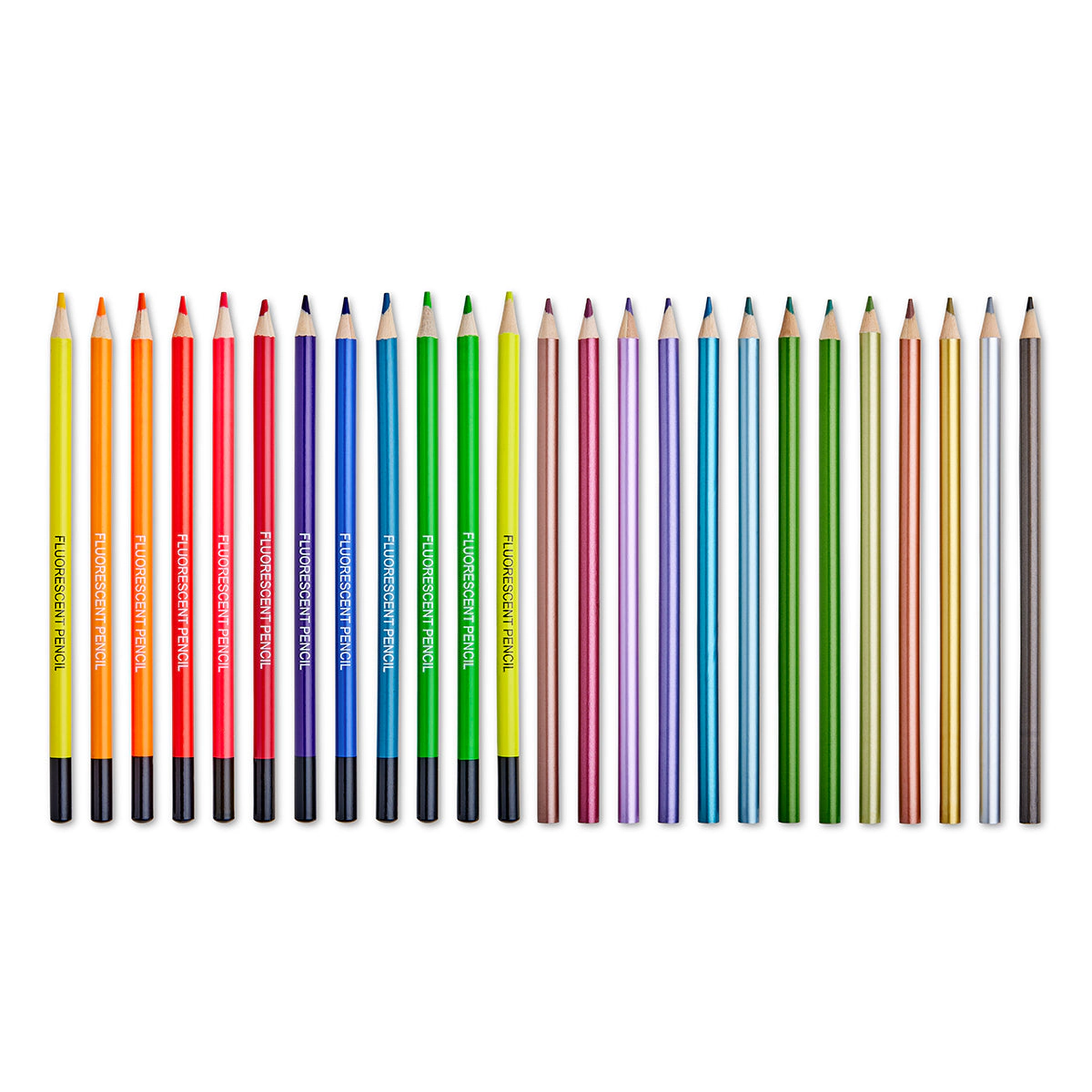 KINGART Studio Colored Pencils Set - 24 Metallic & Neon Colors