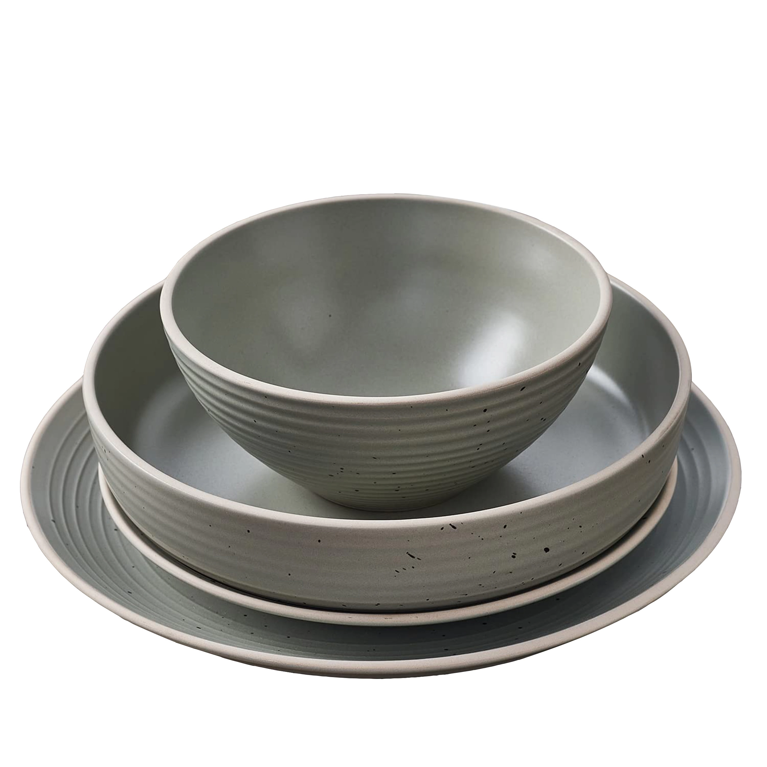 Elama Ace 20 Piece Stoneware Dinnerware Set in Green