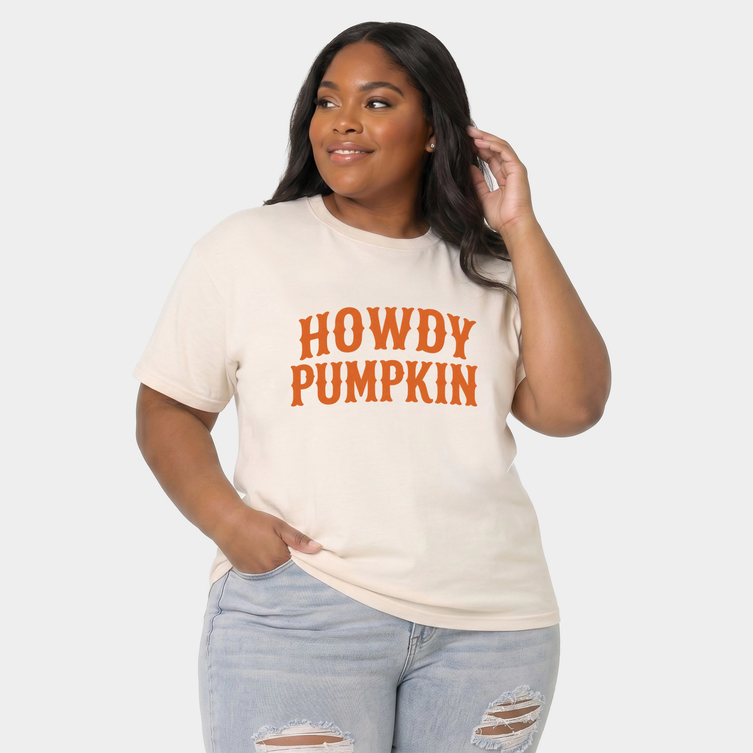 Simply Sage Market - Women's Plus Sized Garment Dyed Graphic T-Shirt Howdy Pumpkin Western