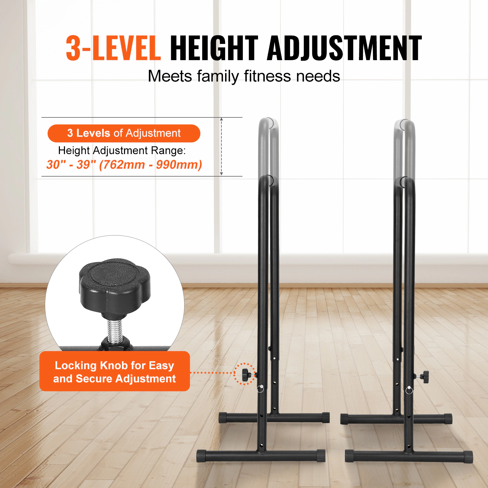 HONGGE Dip Bar Heave Duty Dip Stand Station with Adjustable Height Fitness Workout Dip Bar Station Stabilizer