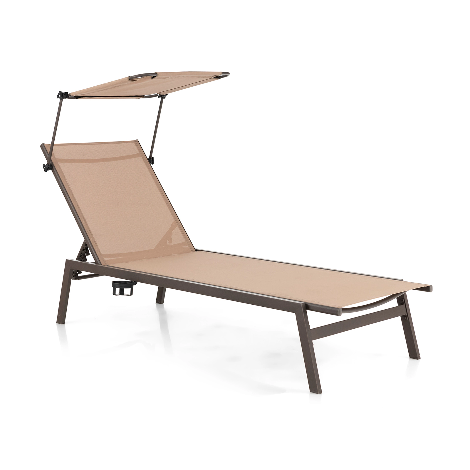 LJG Outdoor Chaise Lounge Chair with Sunshade and 6 Adjustable Position