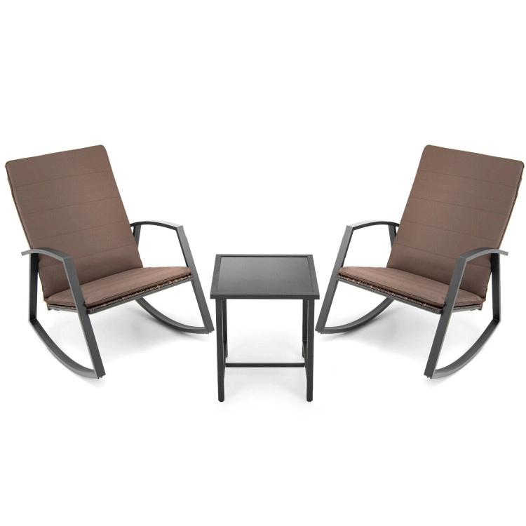 Hivvago 3 Pieces Patio Rattan Rocking Furniture Set