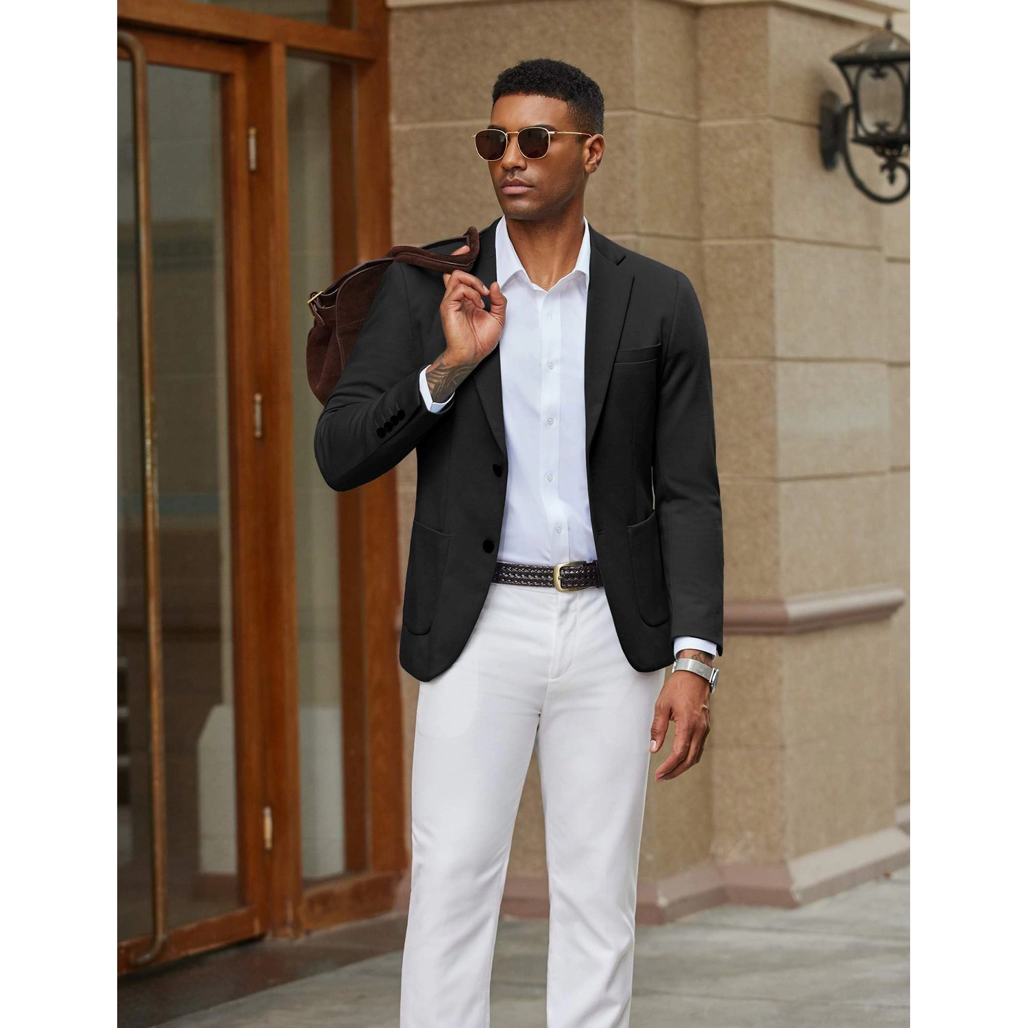 COOFANDY Mens Short Sleeve Button Down Shirt Classic Collar Chest Pocket Casual Top