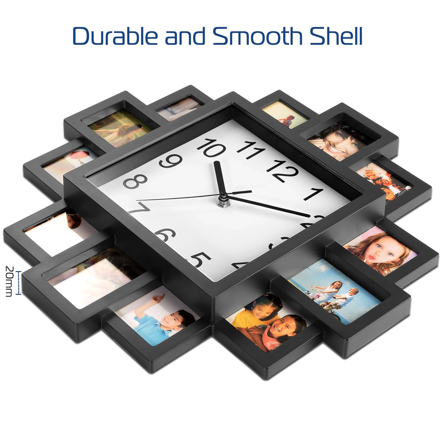 GBruno 12-Picture Photo Frame Wall Clock