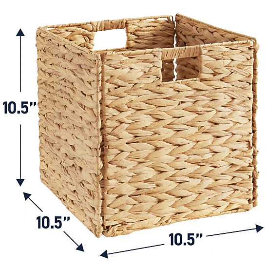 Ornavo Home 10.5x10.5in Set of 8  Water Hyacinth Storage Cube Bin Basket