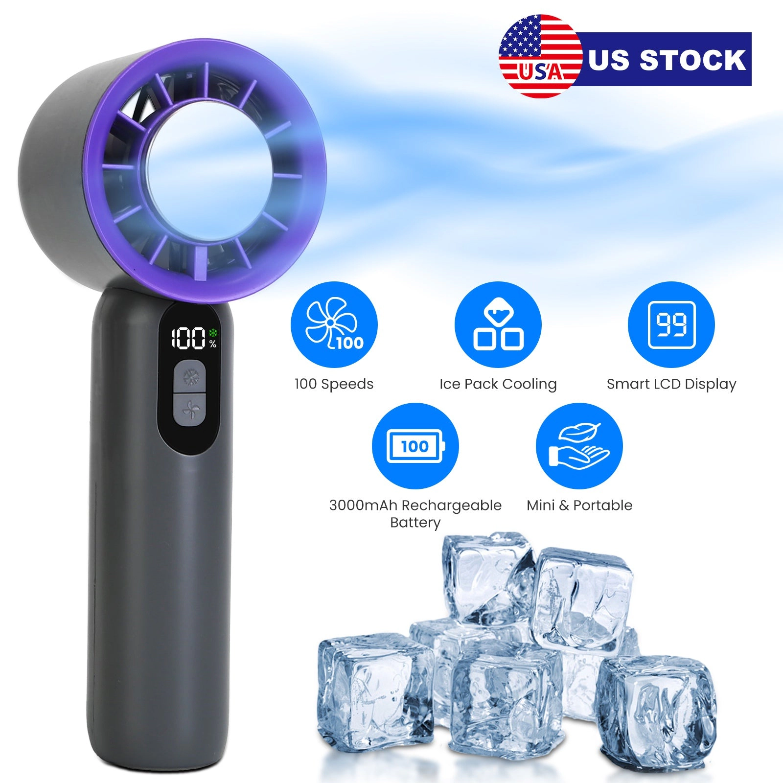 GBruno Rechargeable Handheld Fan With Ice Cooler