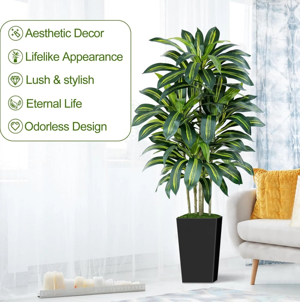 Whimsy Toys 5ft Artificial Dracaena Tree with Planter