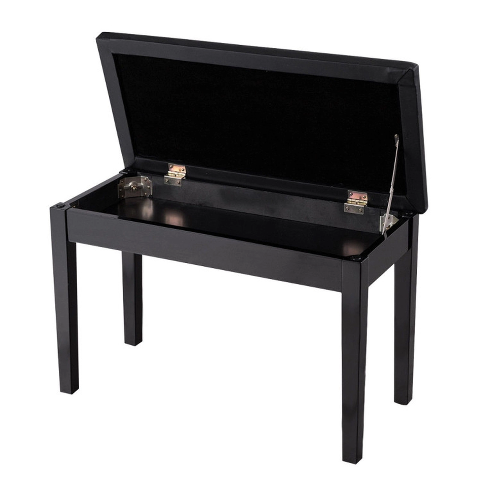 SUGIFT Solid Wood PU Leather Padded Piano Bench Ottoman with Storage 360-Lb Capacity 29.5-in Wide 1-Piece Black